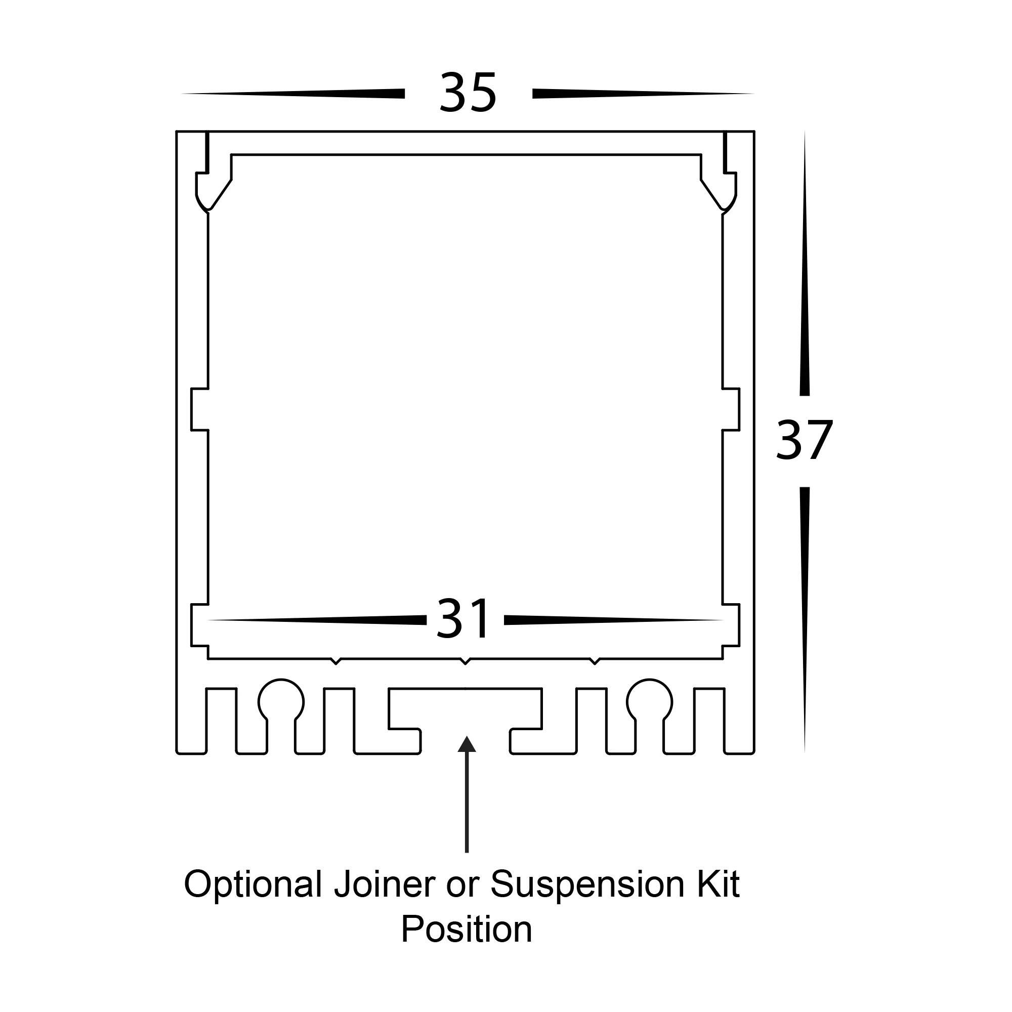 HV9693-3537-BLK - Black Deep Square Aluminium Profile - Image 5