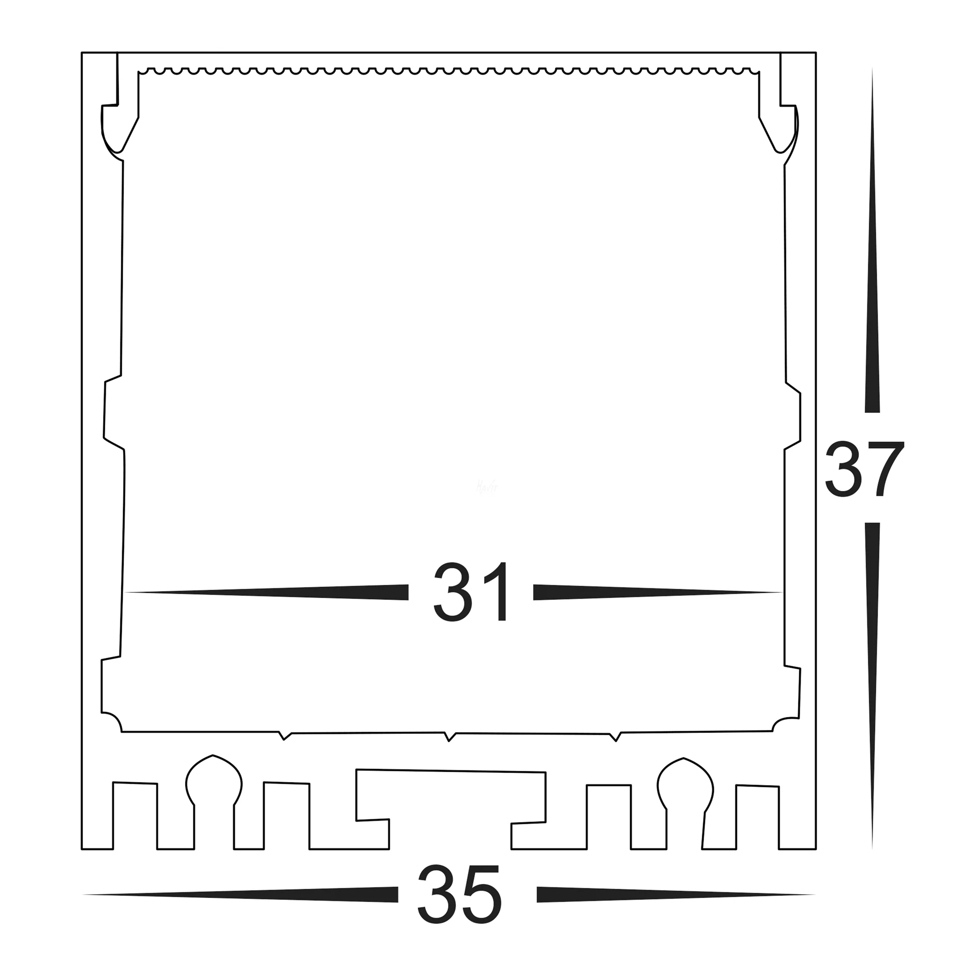 HV9693-3537 - Deep Square Aluminium Profile - Image 2