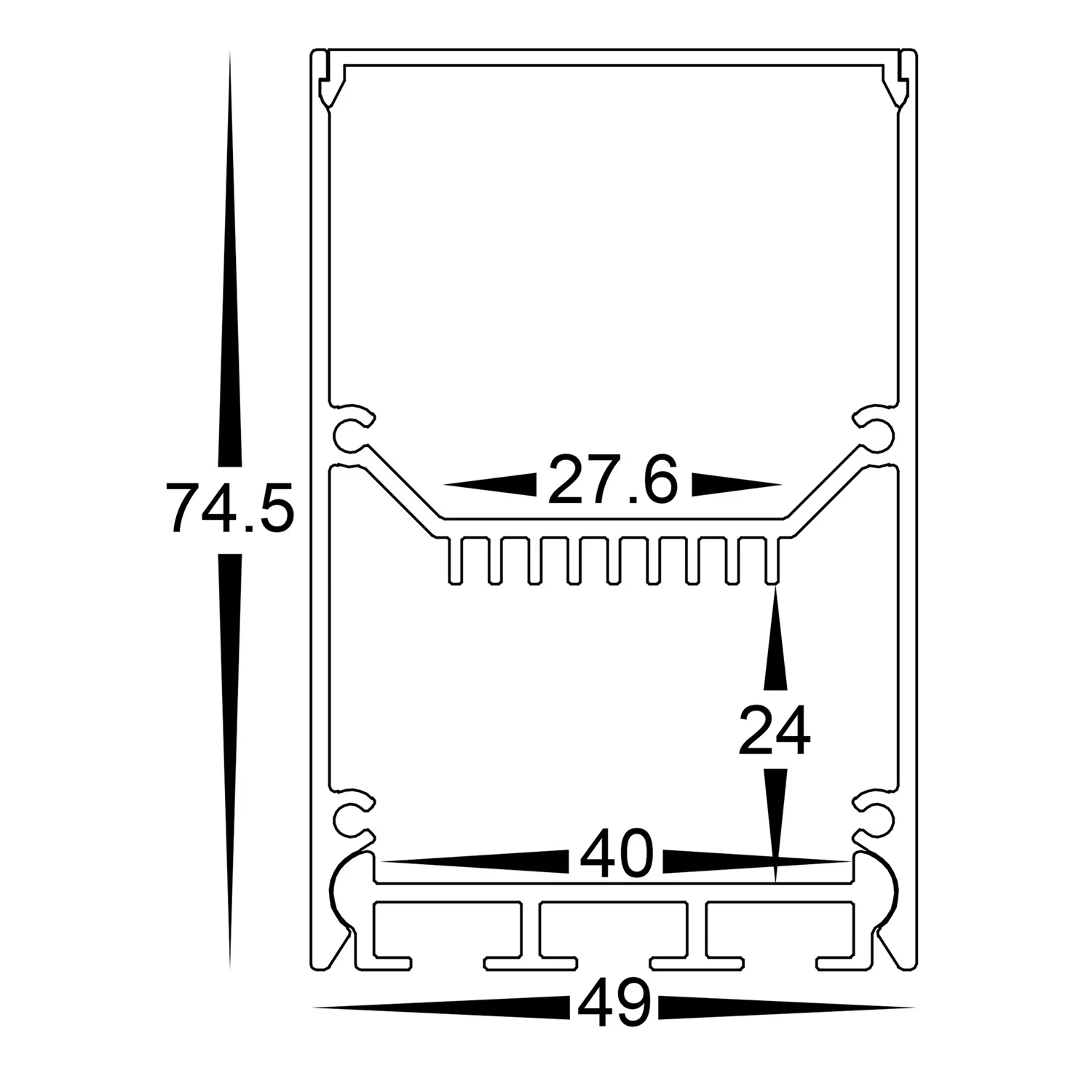 HV9693-4975 - Deep Square Aluminium Profile - Image 2
