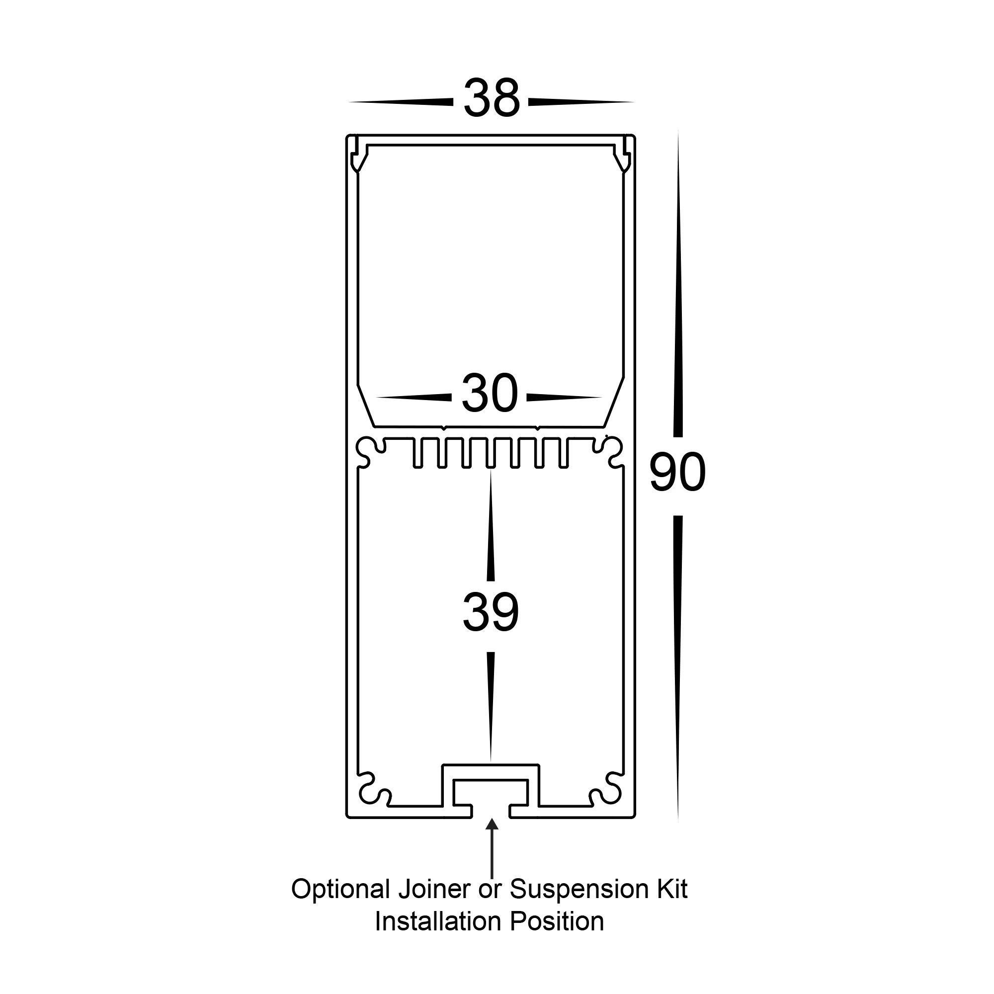 HV9693-3890 - Deep Square Aluminium Profile - Image 2