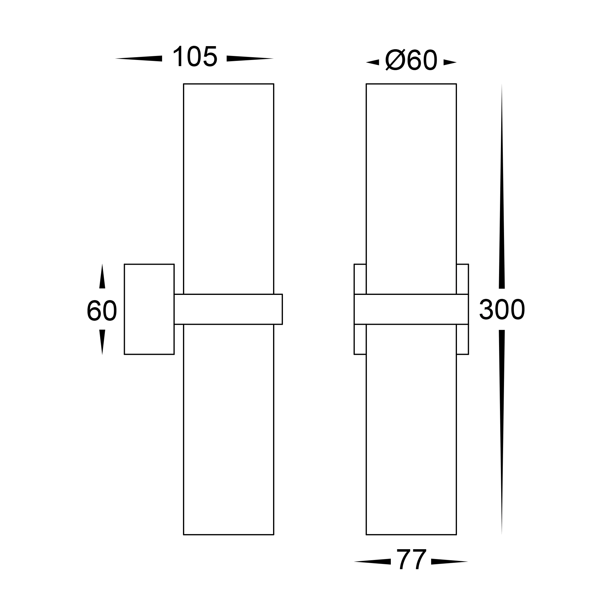 HV10291T - Luz Black TRI Colour Single Up & Down Wall Pillar Lights - Image 2