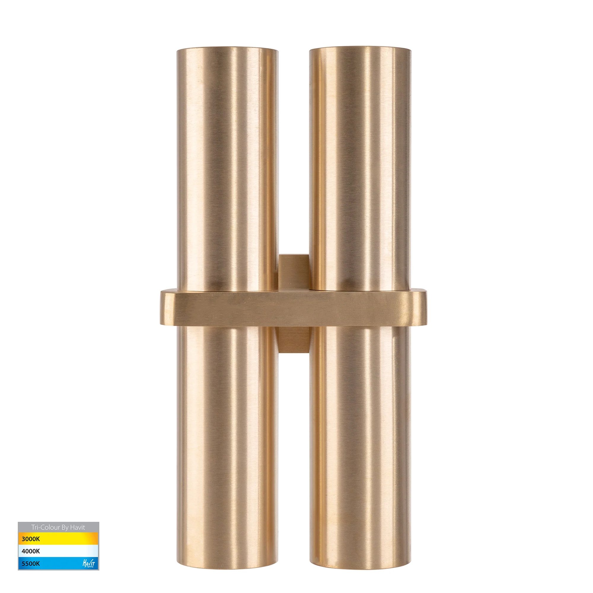 HV10592T - Luz Solid Brass TRI Colour Double Up & Down Wall Pillar Lights - Image 3