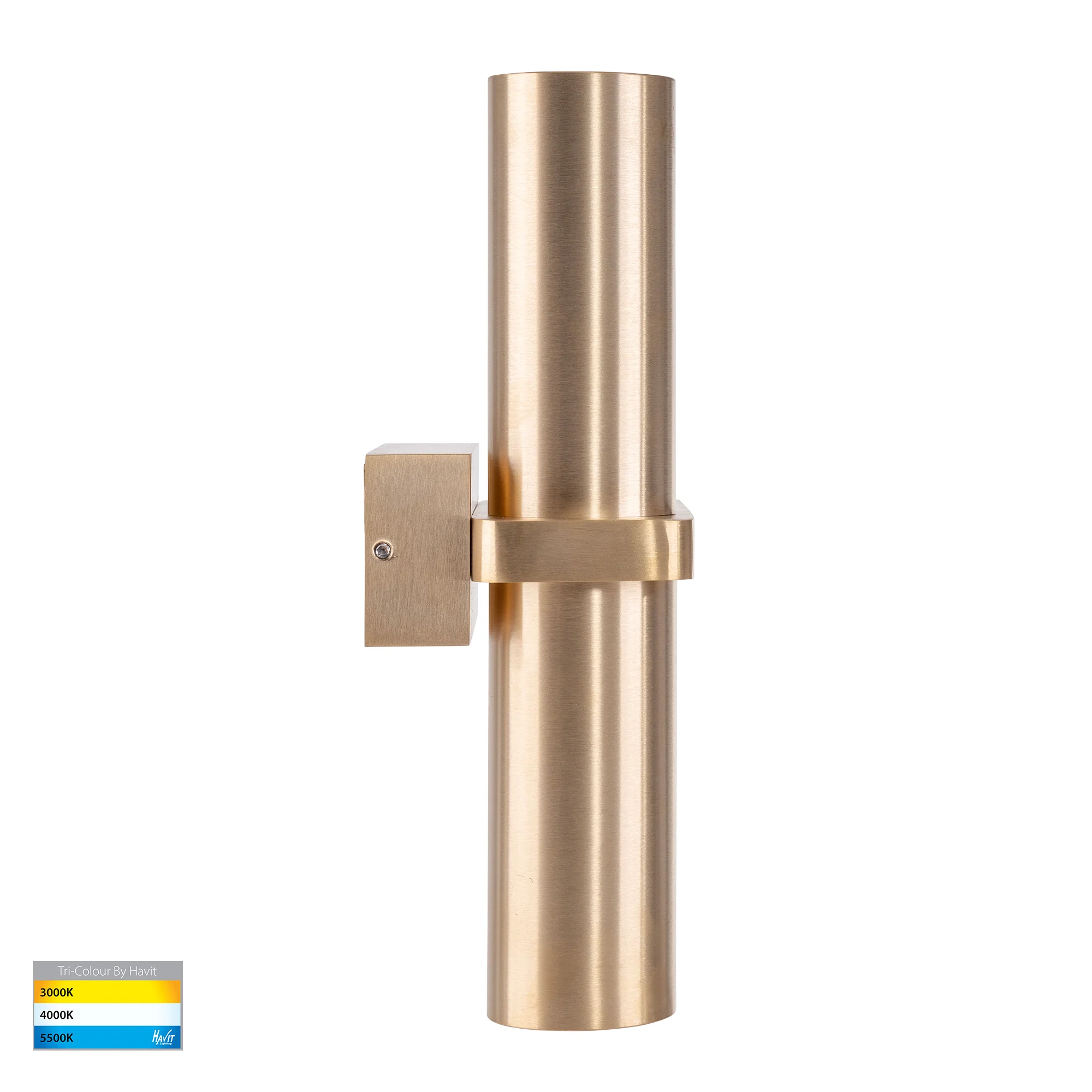 HV10592T - Luz Solid Brass TRI Colour Double Up & Down Wall Pillar Lights - Image 4