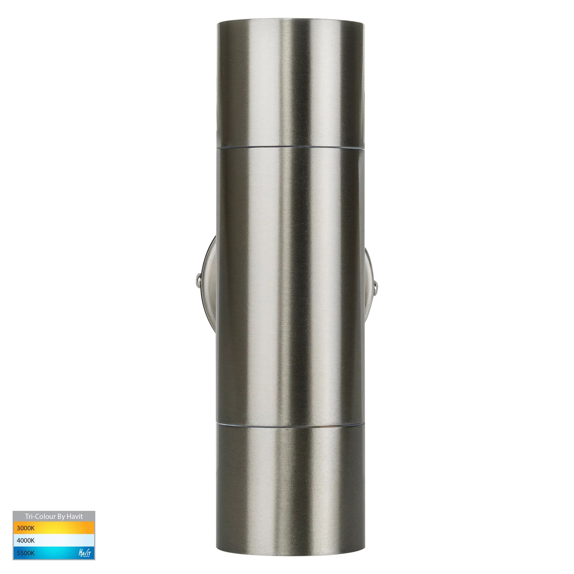 HV1072T - Fortis Stainless Steel TRI Colour Up & Down Wall Pillar Lights - Image 3