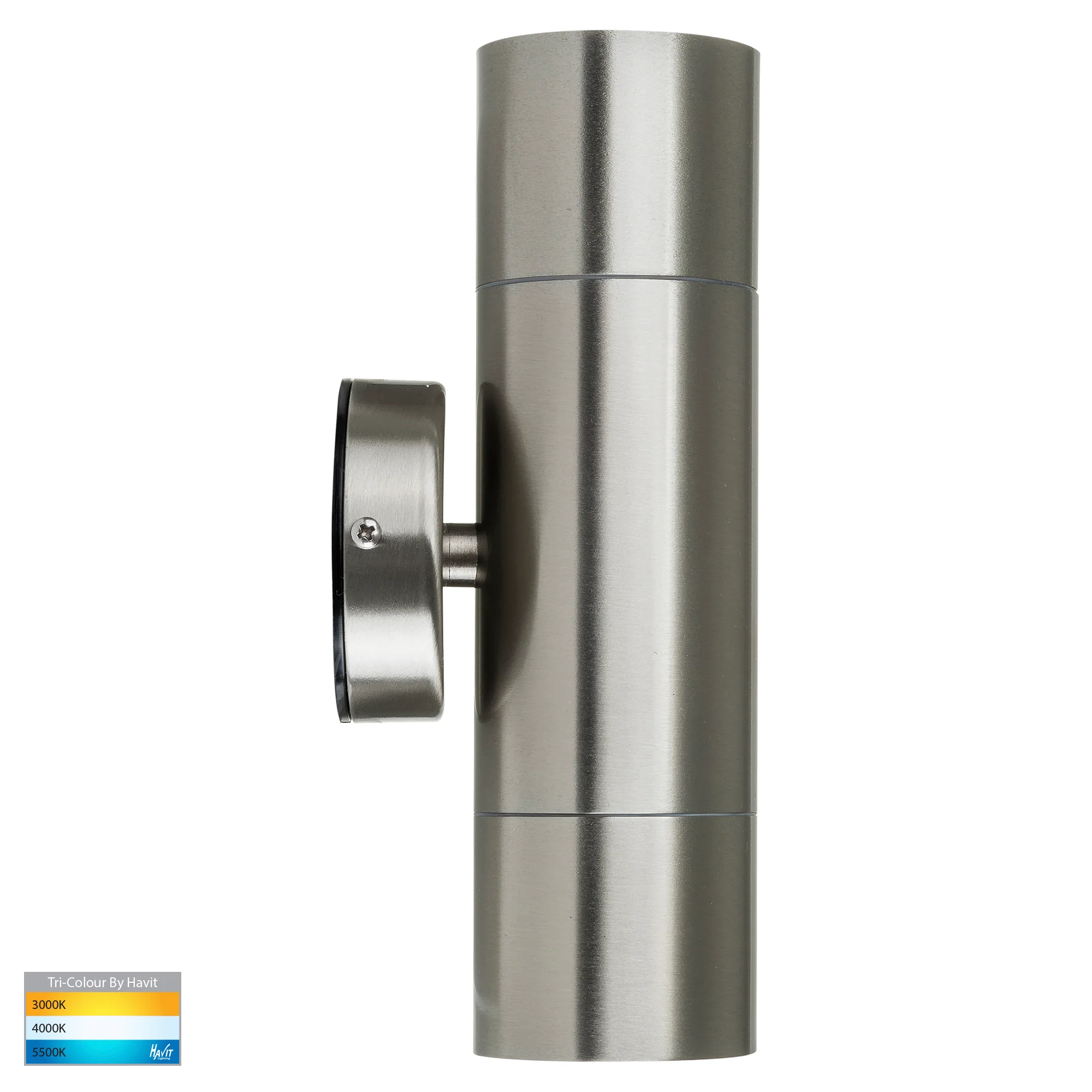 HV1072T - Fortis Stainless Steel TRI Colour Up & Down Wall Pillar Lights - Image 4