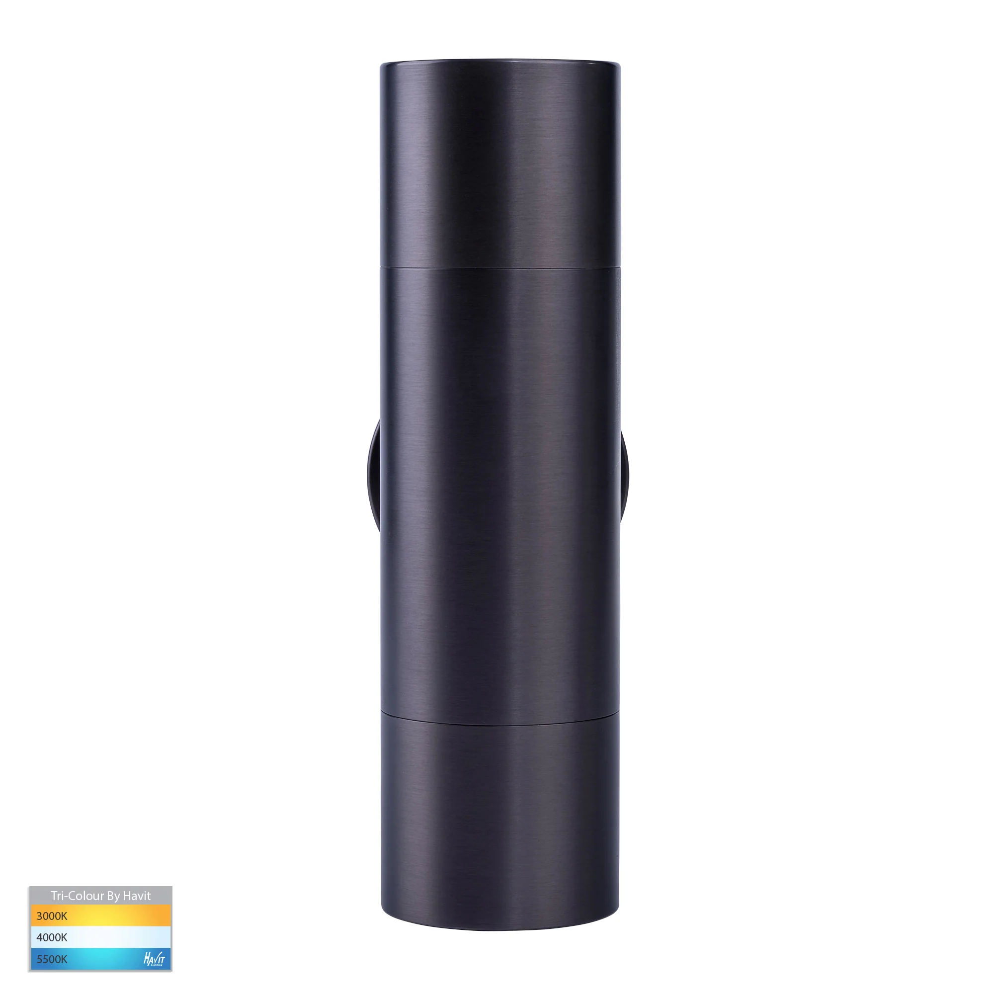 HV1075T-HV1077T - Tivah Solid Brass Graphite Coloured TRI Colour Up & Down Wall Pillar Lights - Image 3