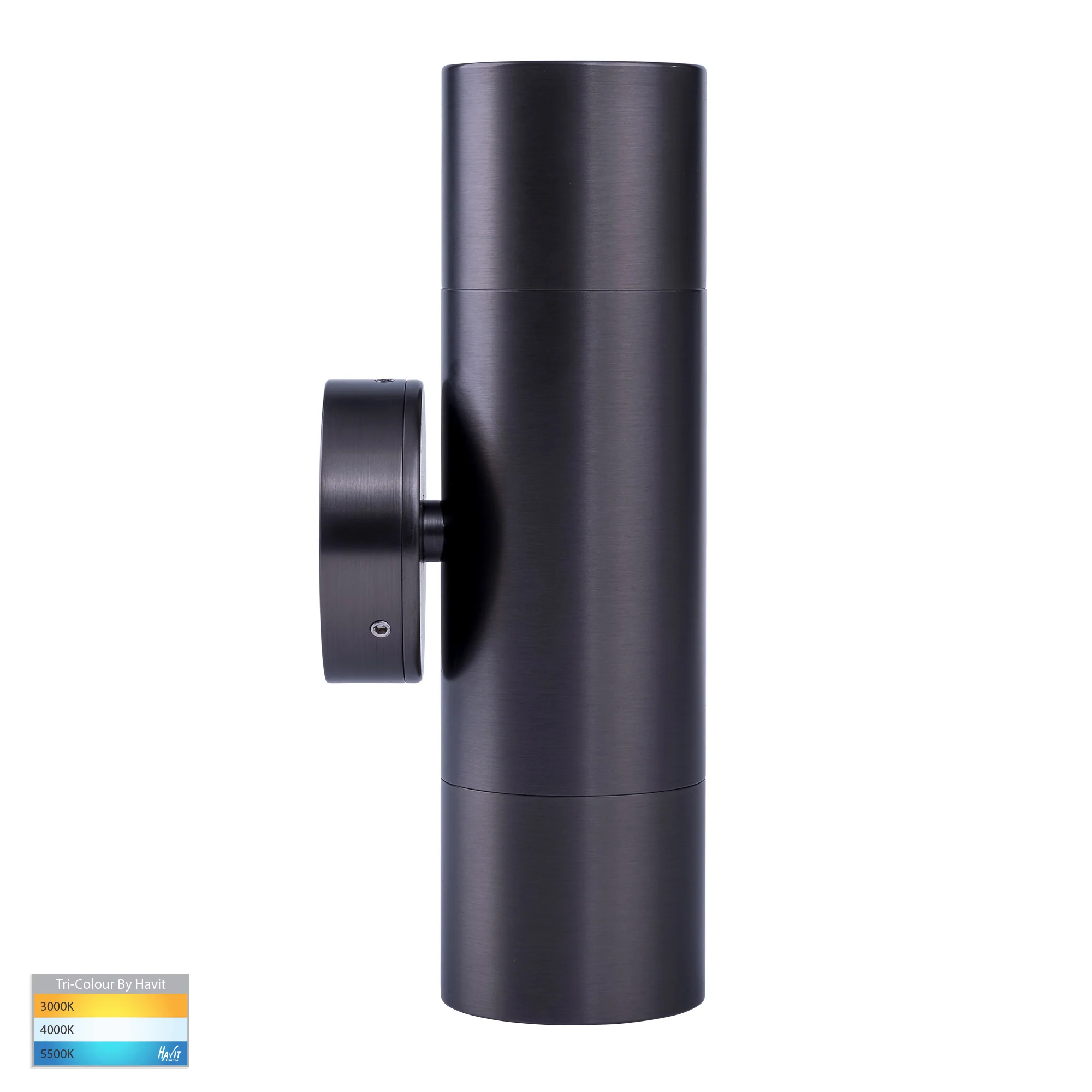 HV1075T-HV1077T - Tivah Solid Brass Graphite Coloured TRI Colour Up & Down Wall Pillar Lights - Image 4