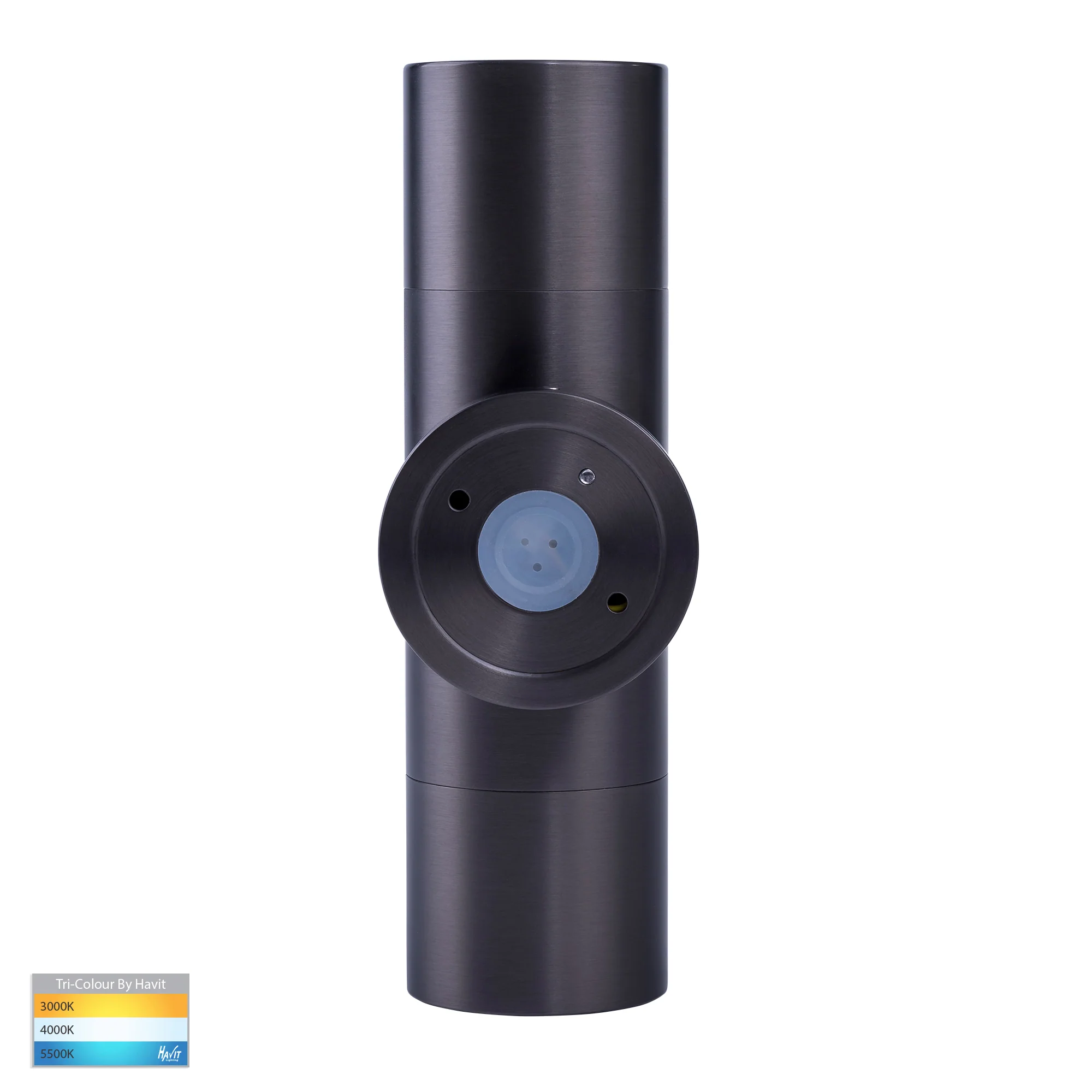 HV1075T-HV1077T - Tivah Solid Brass Graphite Coloured TRI Colour Up & Down Wall Pillar Lights - Image 5