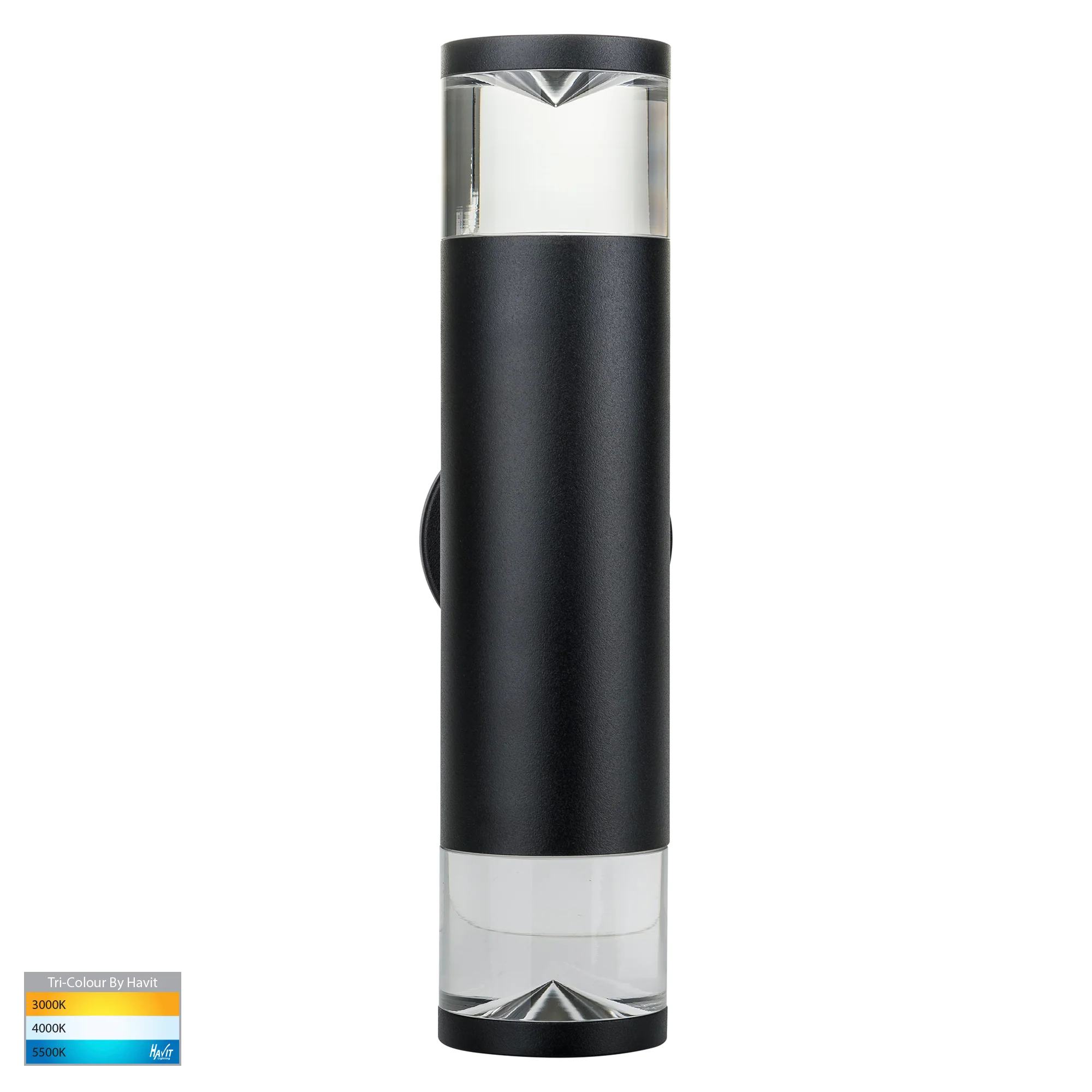 HV1089T-BLK-240V - Highlite Black TRI Colour Up & Down Wall Pillar Lights - Image 3
