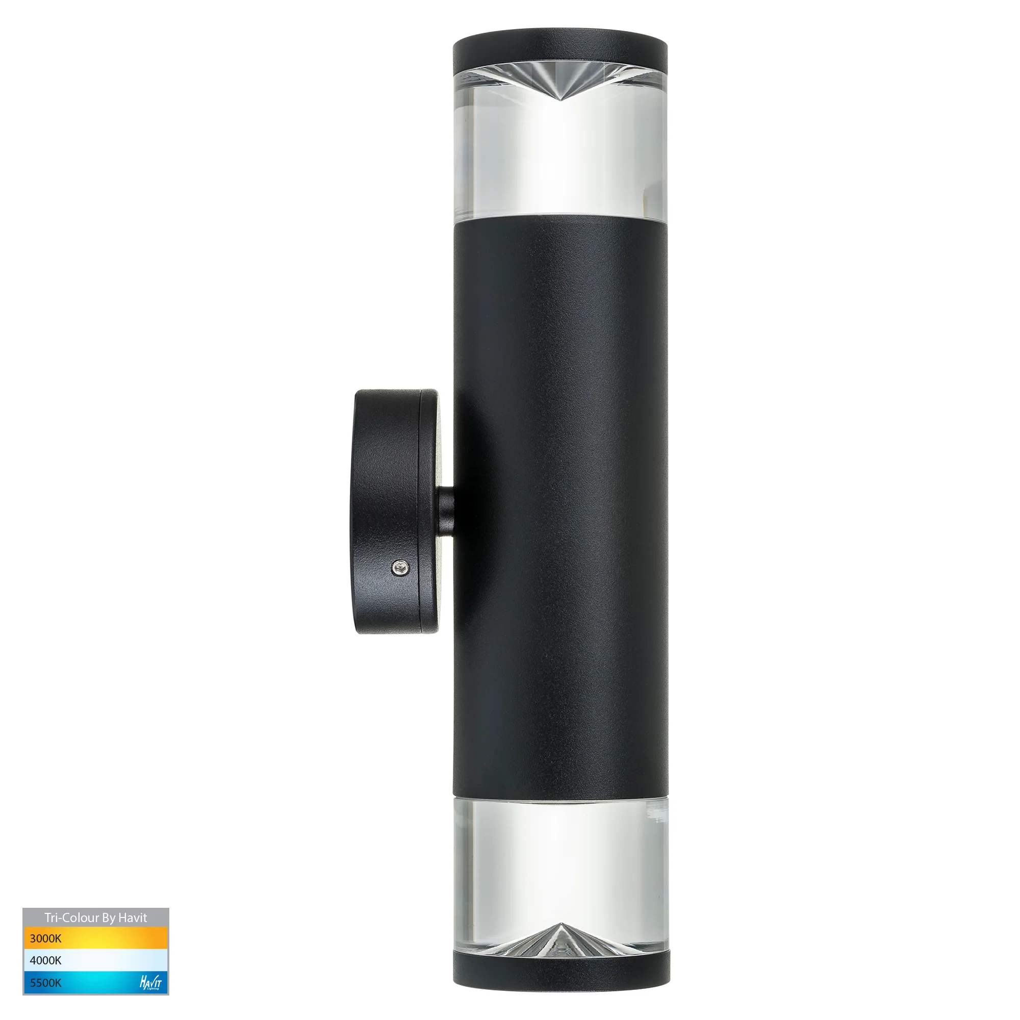 HV1089T-BLK-240V - Highlite Black TRI Colour Up & Down Wall Pillar Lights - Image 4