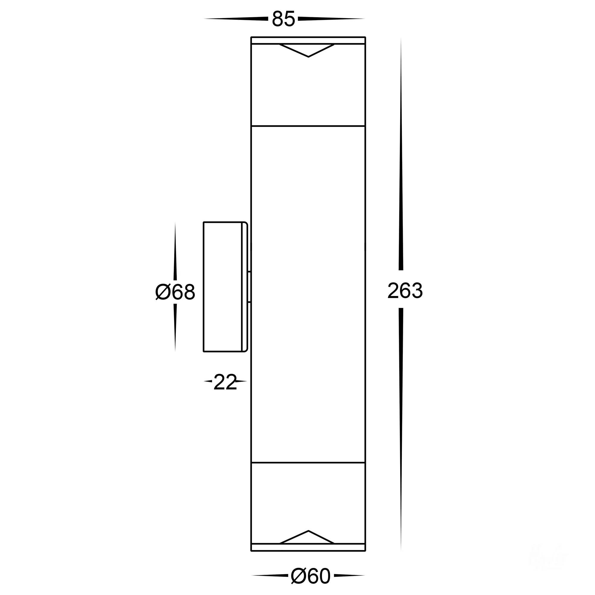 HV1089T-TTM - Highlite Titanium Aluminium TRI Colour Up & Down Wall Pillar Lights - Image 2