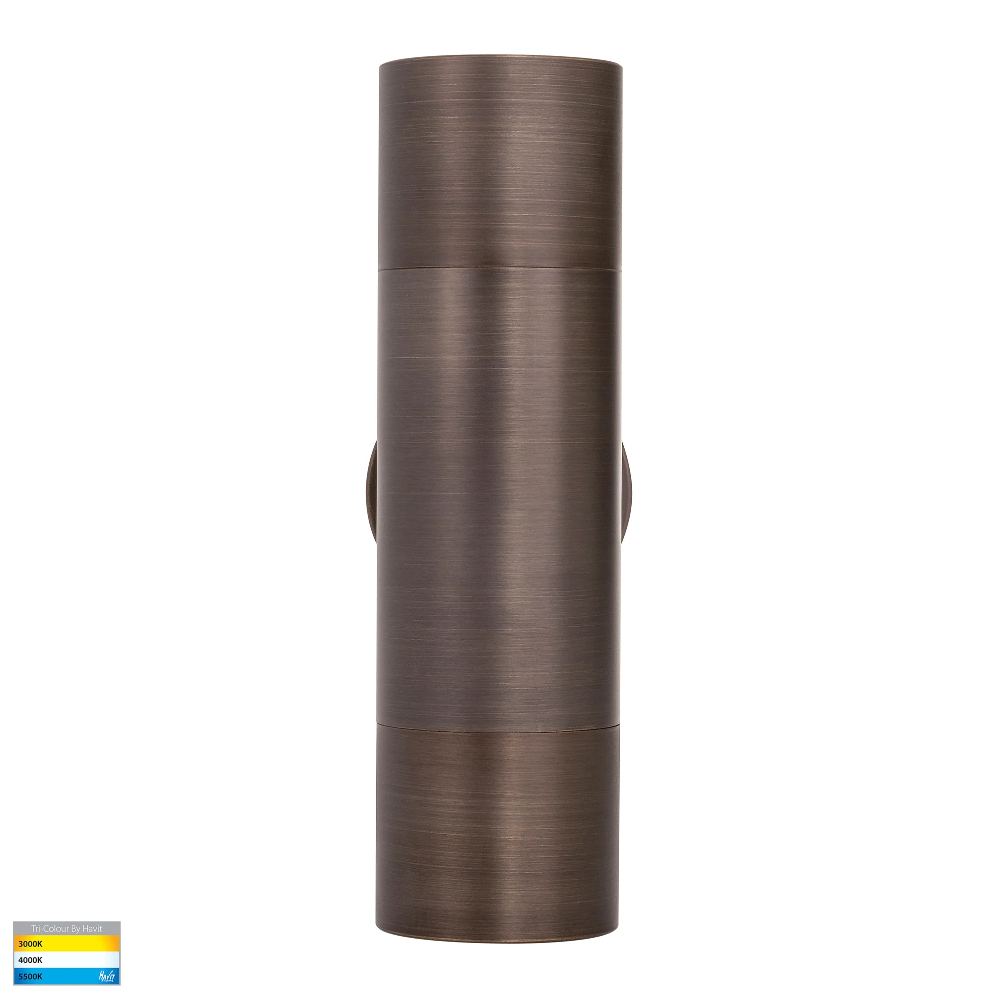 HV1095T-HV1097T - Tivah Antique Brass TRI Colour Up & Down Wall Pillar Lights - Image 3
