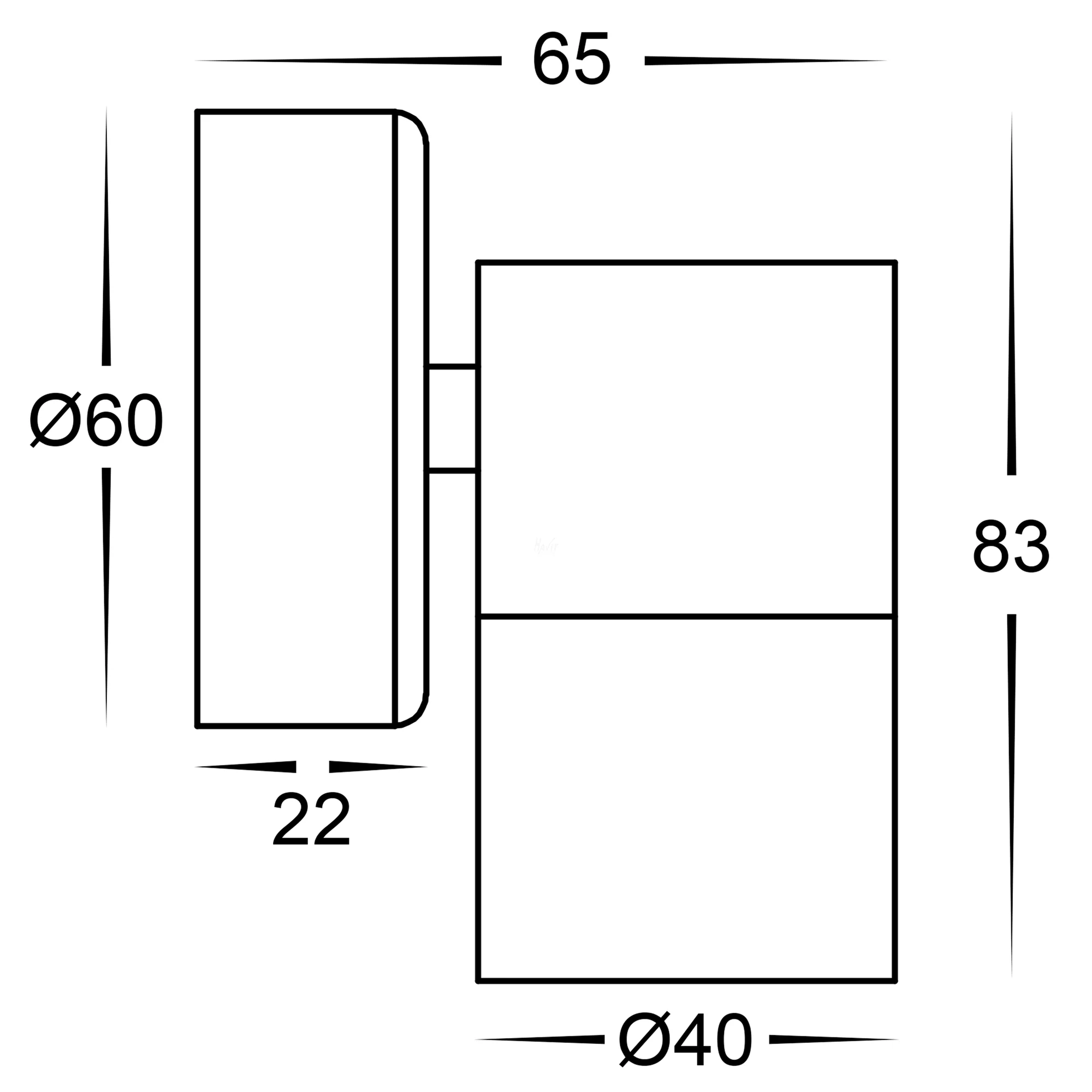 HV1127MR11NW - Mini Tivah Black Fixed Down Wall Pillar Lights - Image 2