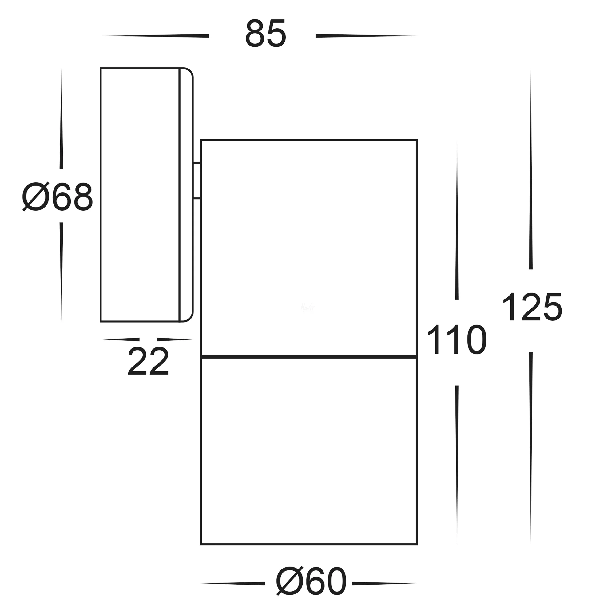 HV1175T-HV1177T - Tivah Solid Brass Graphite Coloured TRI Colour Fixed Down Wall Pillar Lights - Image 2