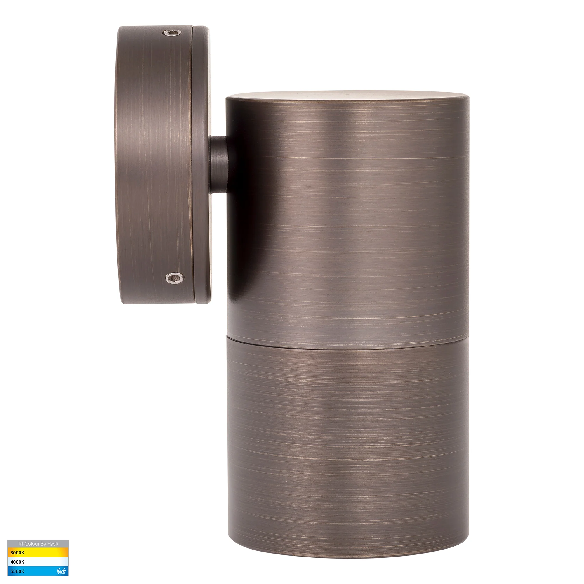 HV1195T-HV1197T - Tivah Antique Brass TRI Colour Fixed Down Wall Pillar Lights - Image 4