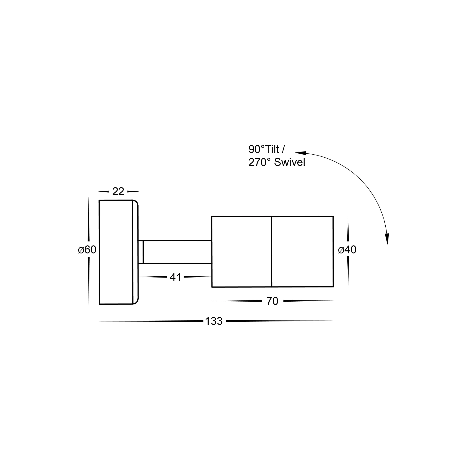 HV1227MR11NW - Mini Tivah Aluminium Black Single Adjustable Wall Pillar Lights - Image 2