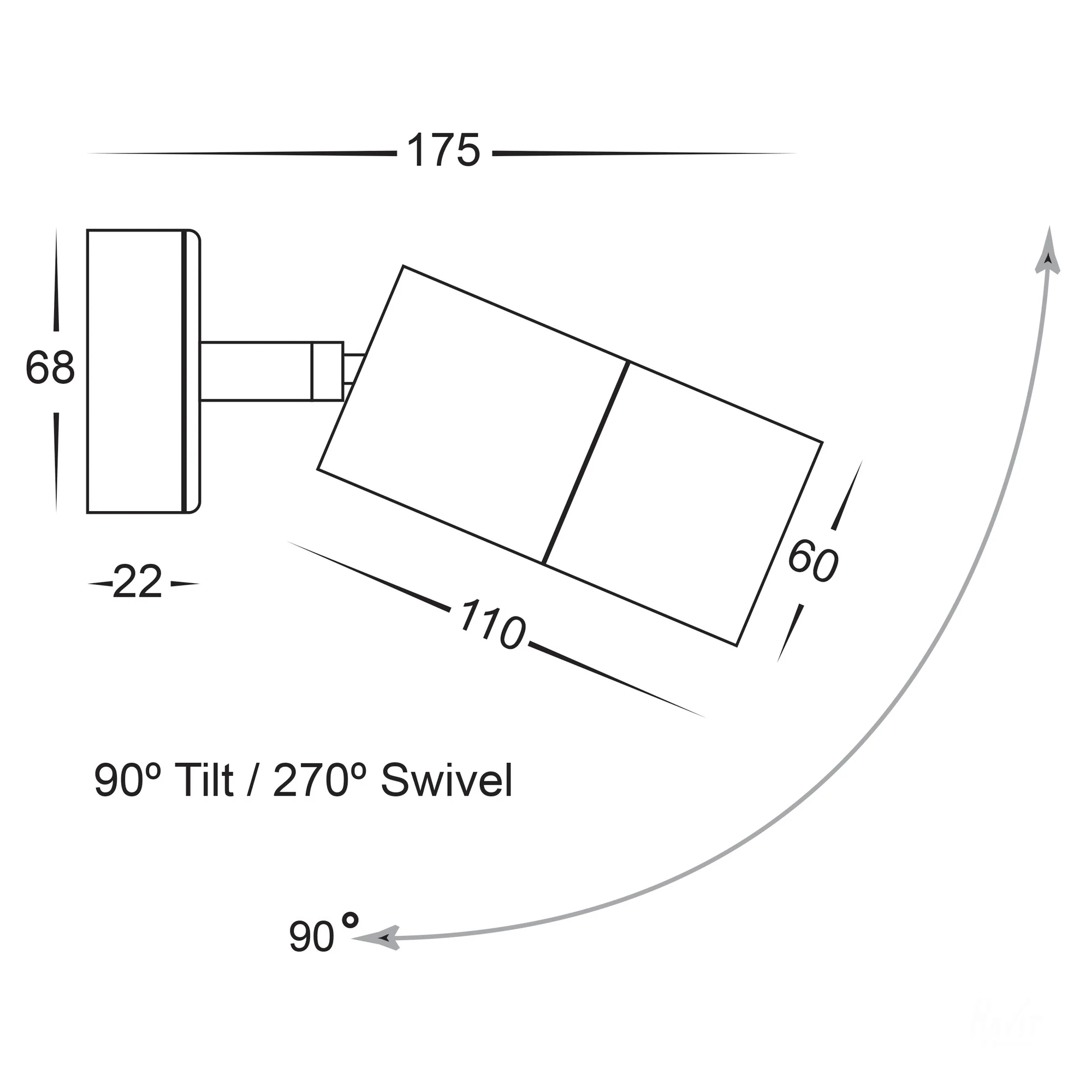 HV1285T-HV1287T - Tivah Titanium Aluminium TRI Colour Single Adjustable Wall Pillar Lights - Image 2