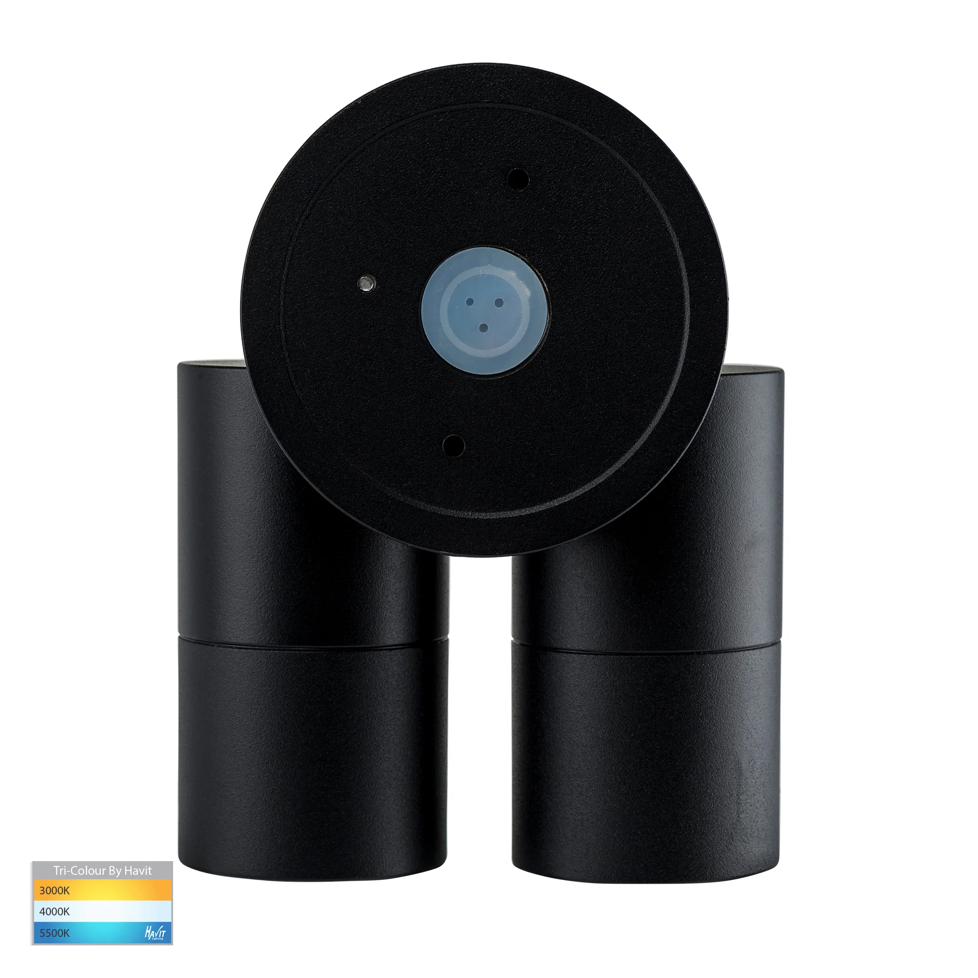 HV1325T-PIR | HV1326T-PIR - Tivah Aluminium Black TRI Colour Double Adjustable Spot Lights with Sensor - Image 4