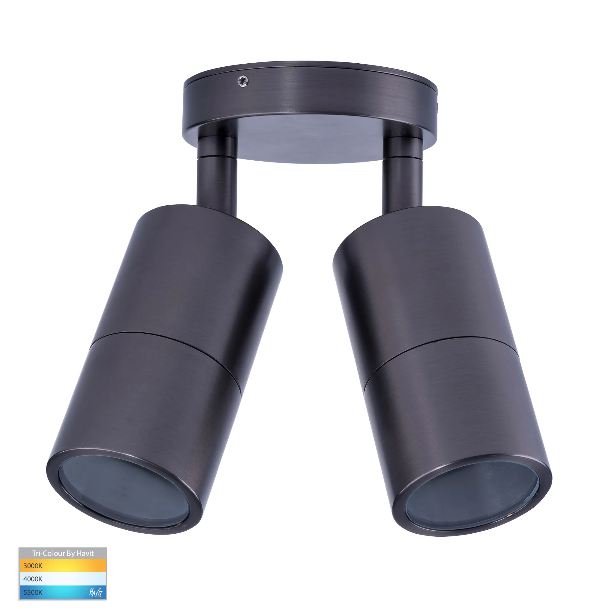 HV1375T-HV1377T - Tivah Solid Brass Graphite Coloured TRI Colour Double Adjustable Wall Pillar Lights - Image 3