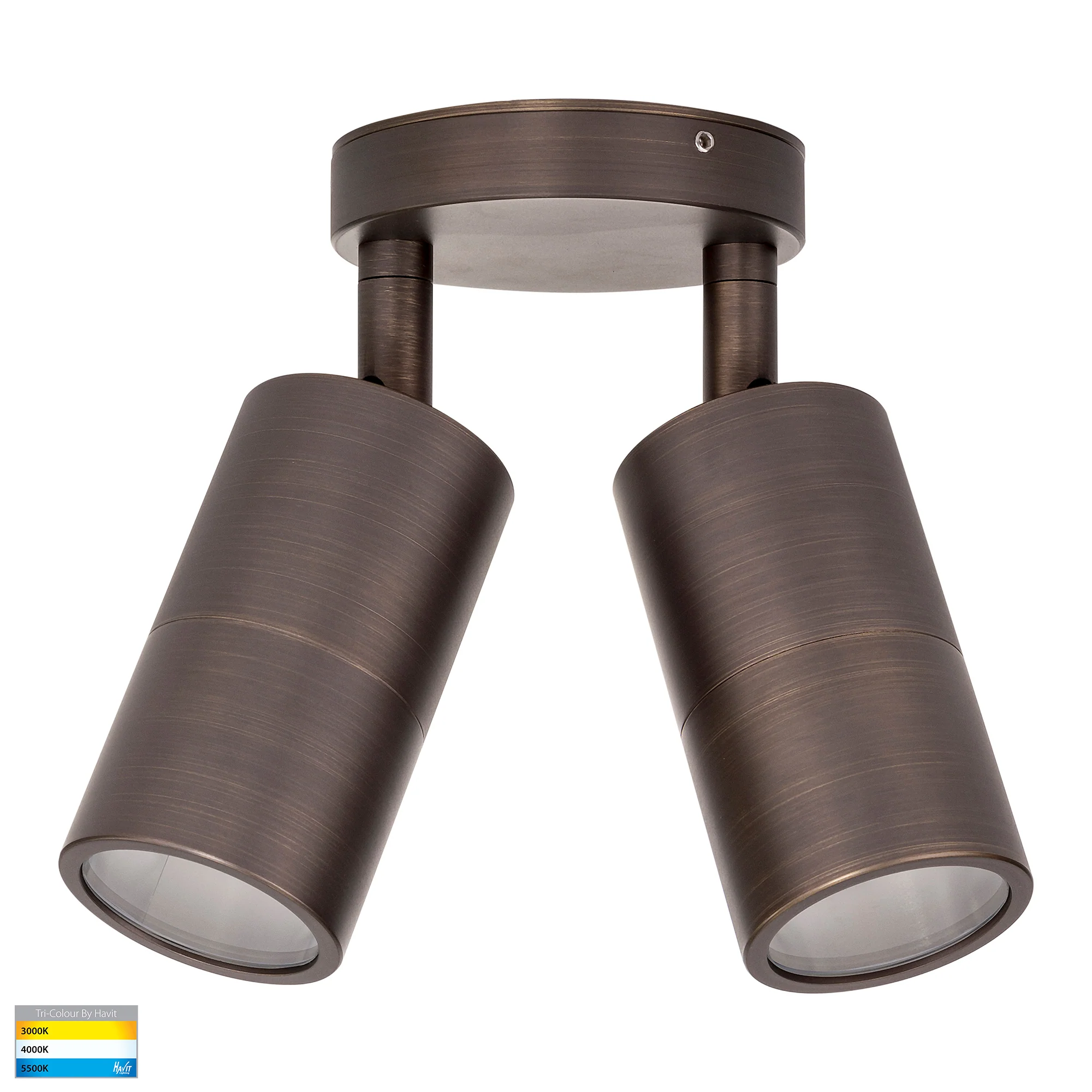 HV1395T-HV1397T - Tivah Antique Brass TRI Colour Double Adjustable Wall Pillar Lights - Image 4