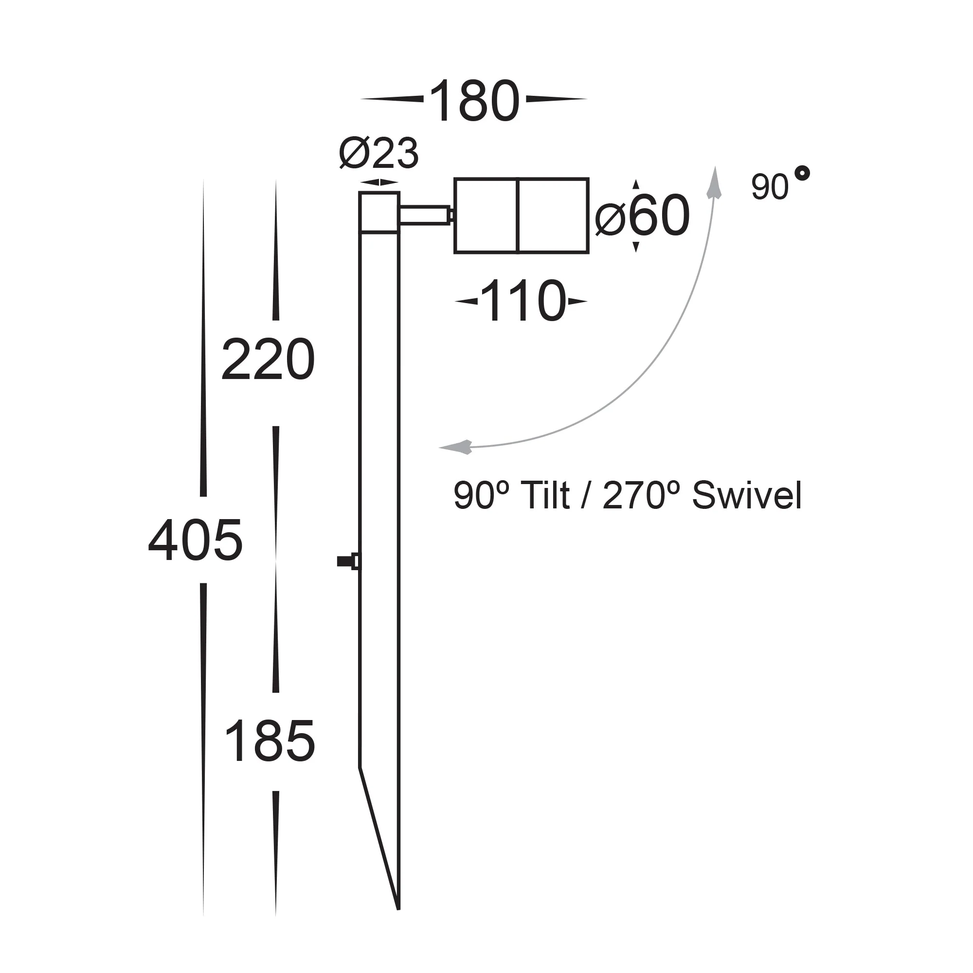 HV1407T-BR- Tivah Solid Brass TRI Colour Single Adjustable LED Spike Light - Image 2