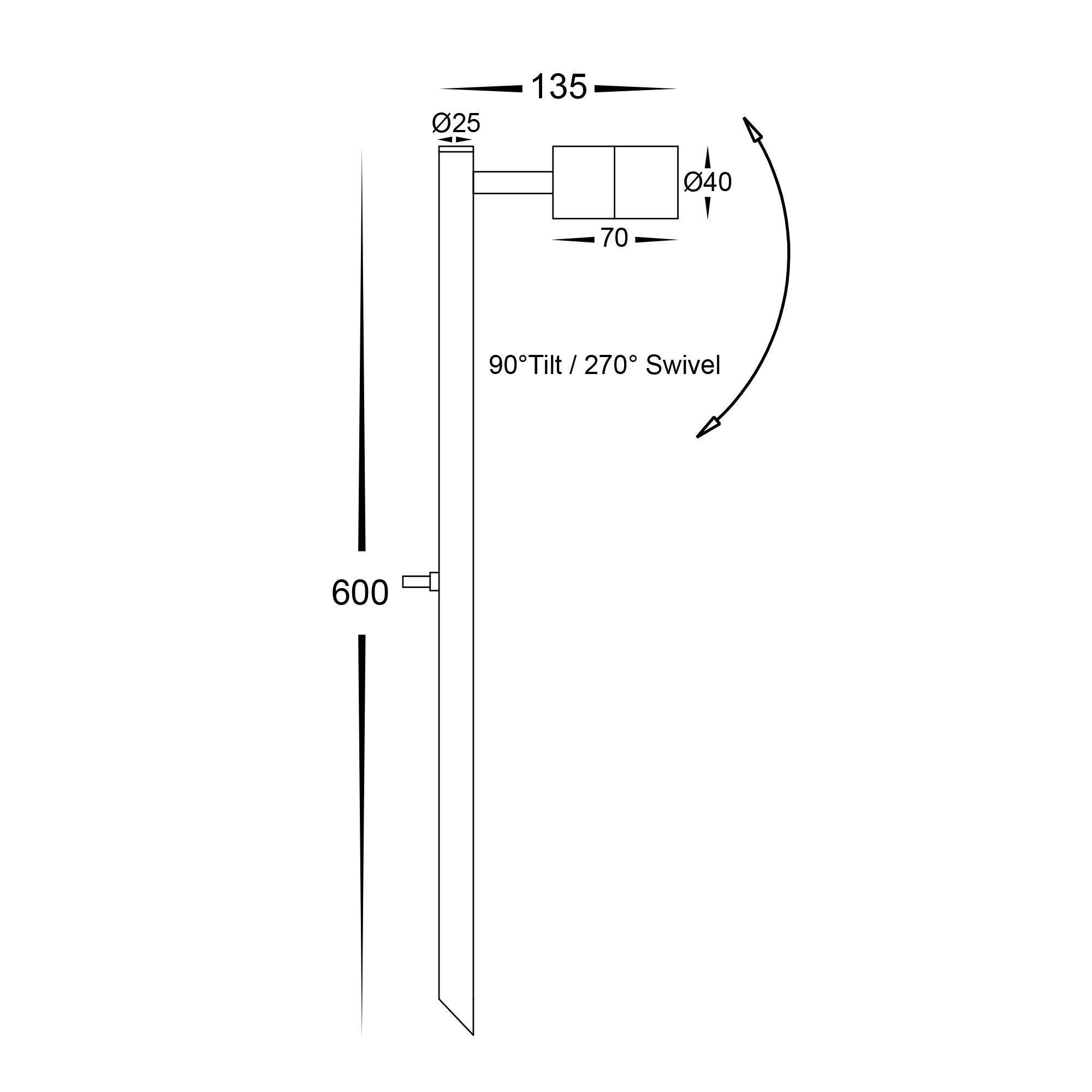 HV1423MR11NW - Mini Tivah Black MR11 Single Adjustable LED Bollard Spike Light - Image 2