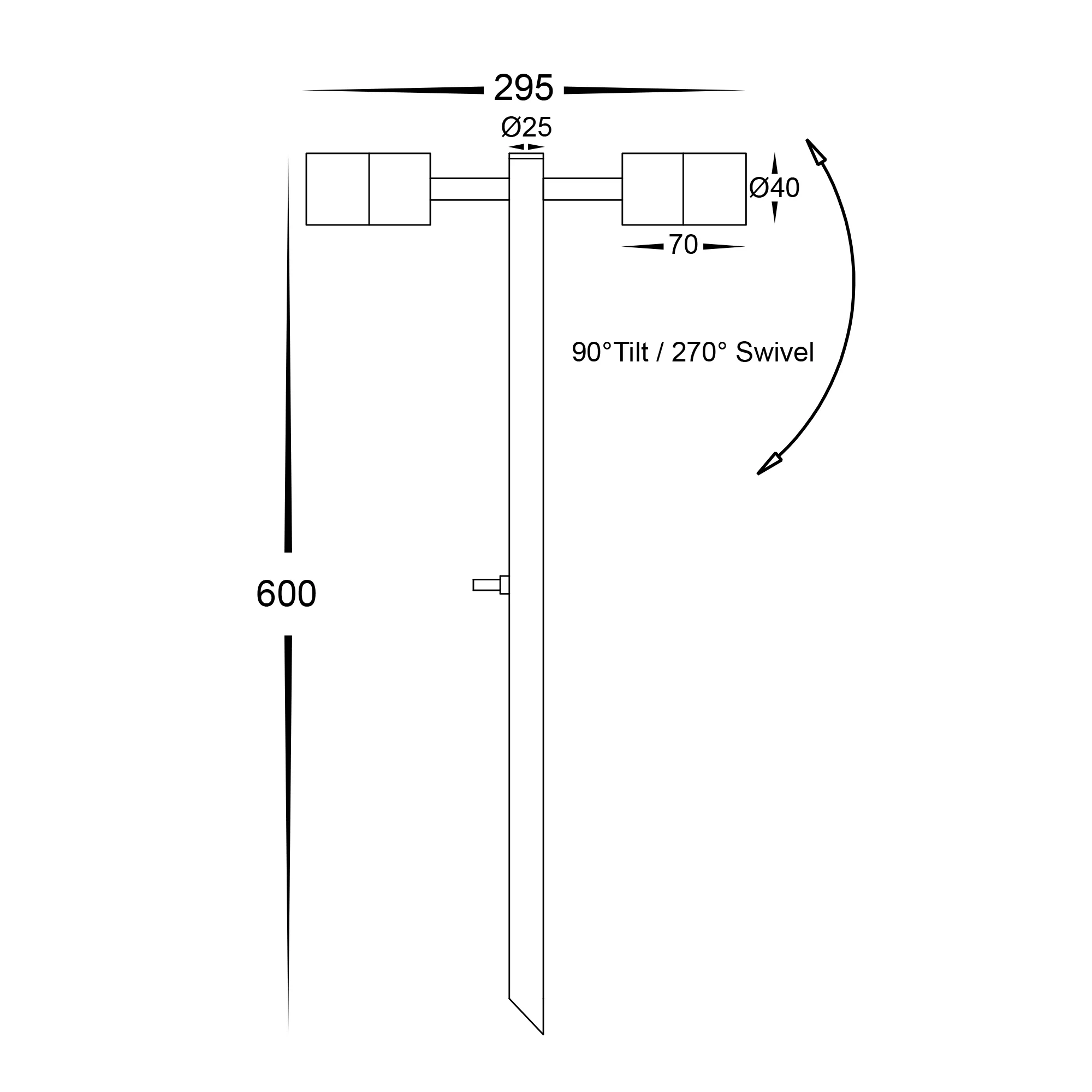 HV1425MR11NW - Mini Tivah Black MR11 Double Adjustable LED Bollard Spike Light - Image 2