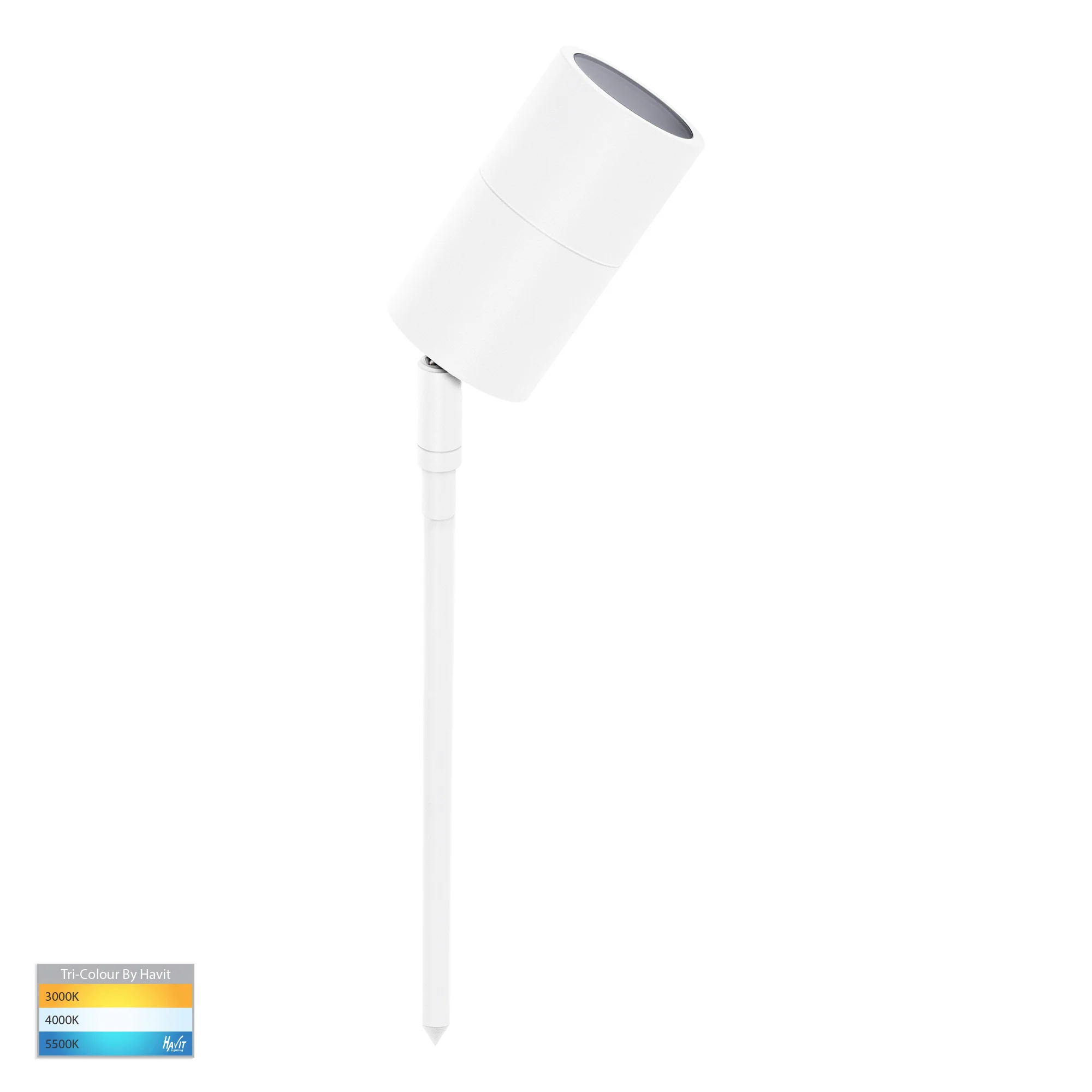HV1427T-WHT - Tivah White TRI Colour LED Garden Spike Light