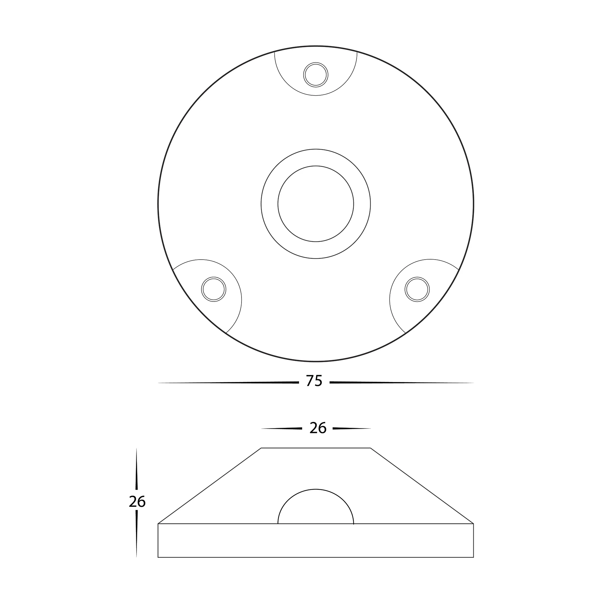 HV145-AB-BASE - Antique Brass Surface Mounted Base - Image 2