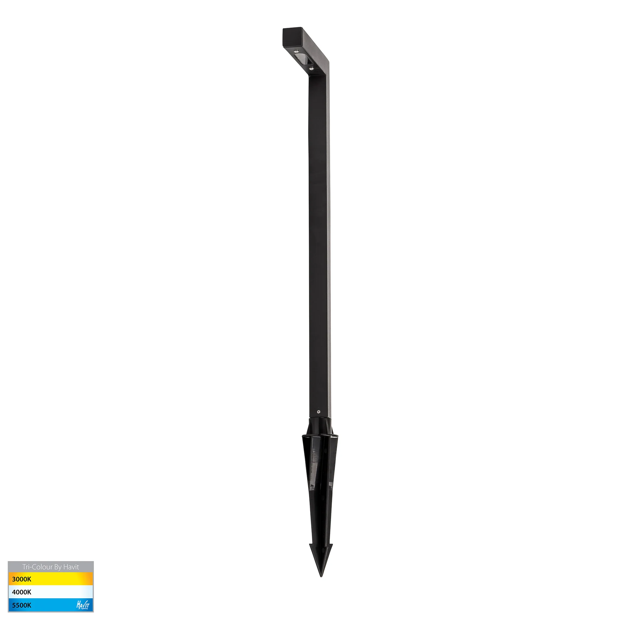 HV1459T-BLK- Nedia Square 7w Tri Colour Aluminium Black Garden Spike Light - Image 3