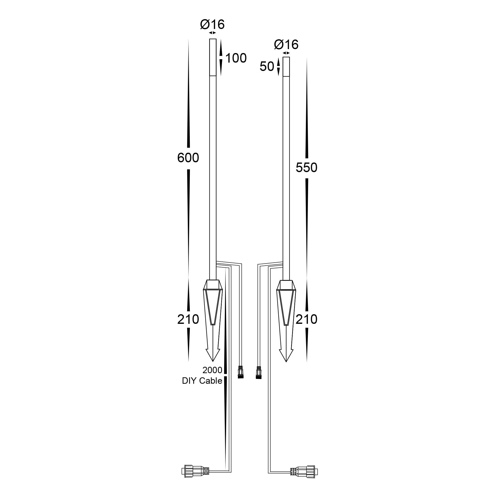 HV1514RGBCW-BLK-24V - Drique Aluminium Black RGBCW LED Bollard Spike Light - Image 2