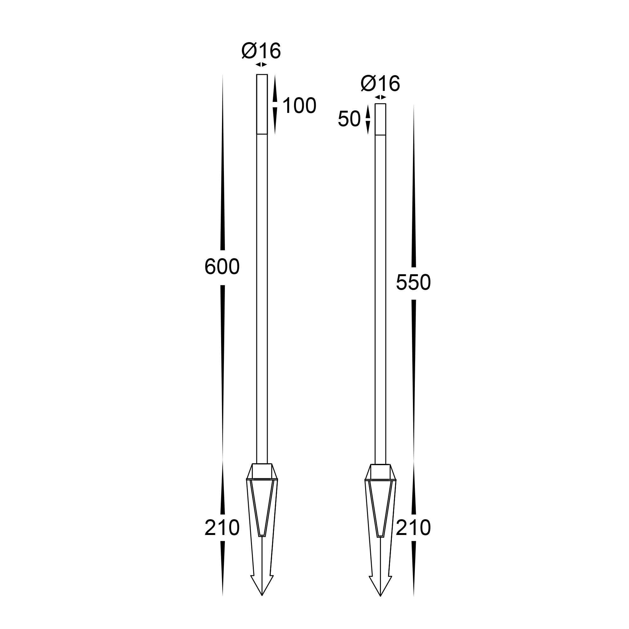 HV1514T-BLK-24V - Drique Aluminium Black LED Bollard Spike Light - Image 2