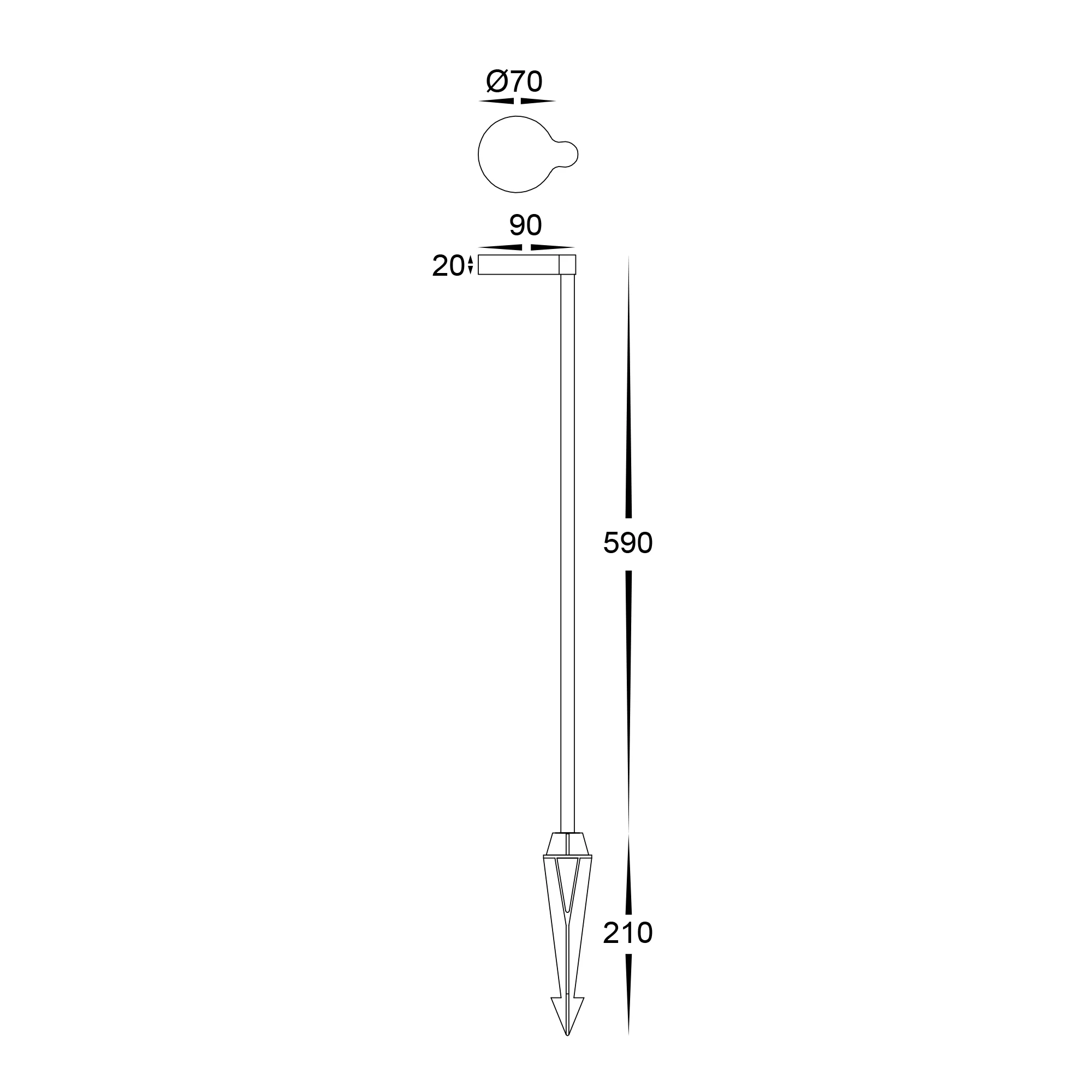 HV1522T-BLK-24V - Liueg Aluminium Black LED Bollard Spike Light - Image 2