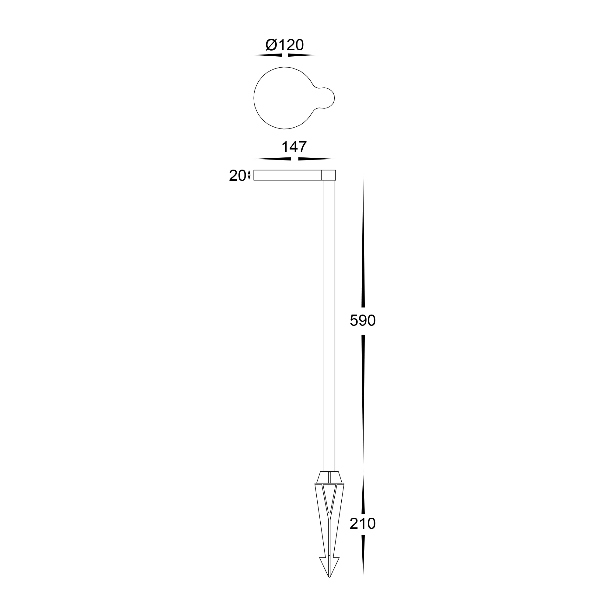 HV1523T-BLK-24V - Liueg Aluminium Black LED Bollard Spike Light - Image 2