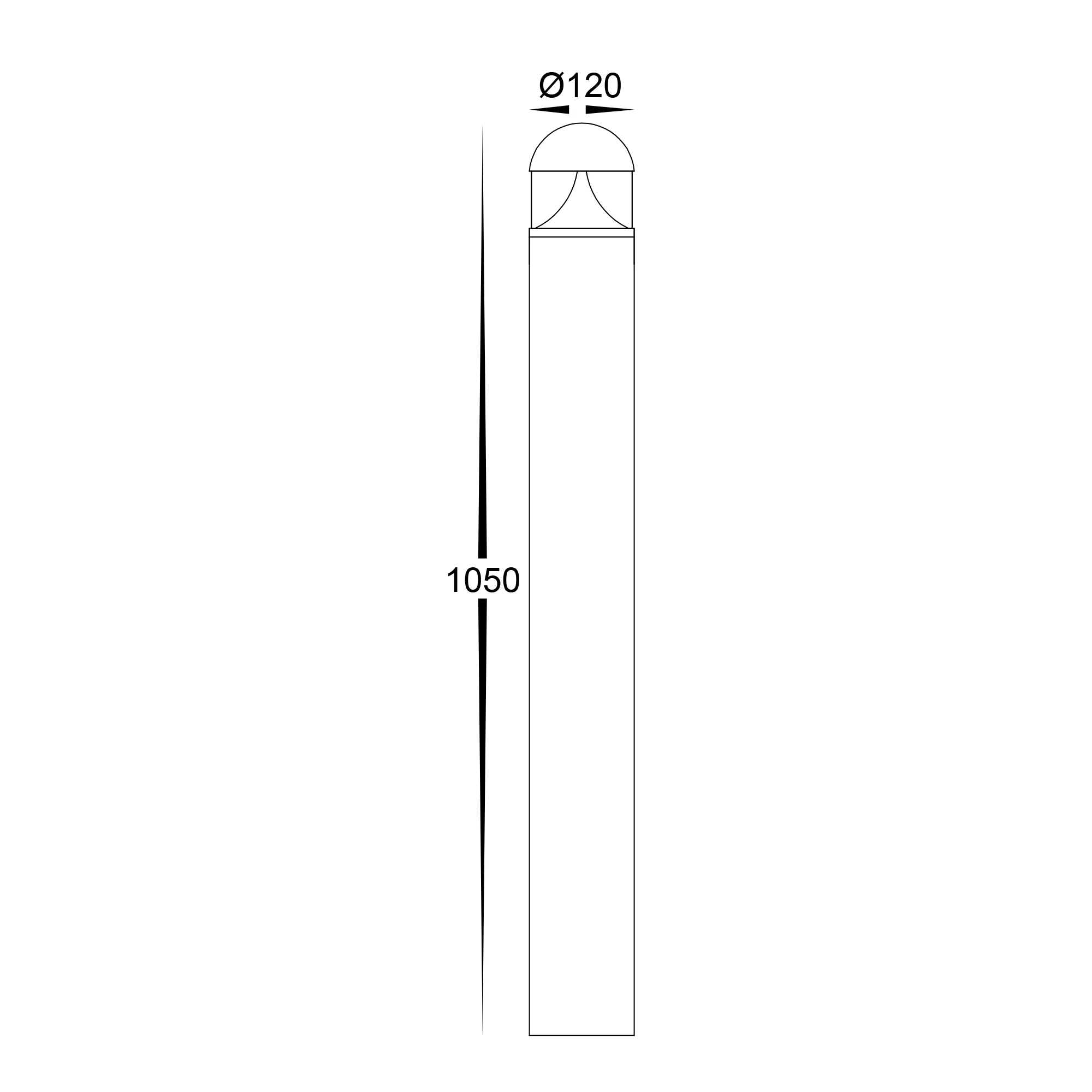 HV1633T-BLK-RND - Divad 1050mm Black LED Bollard Light - Image 2