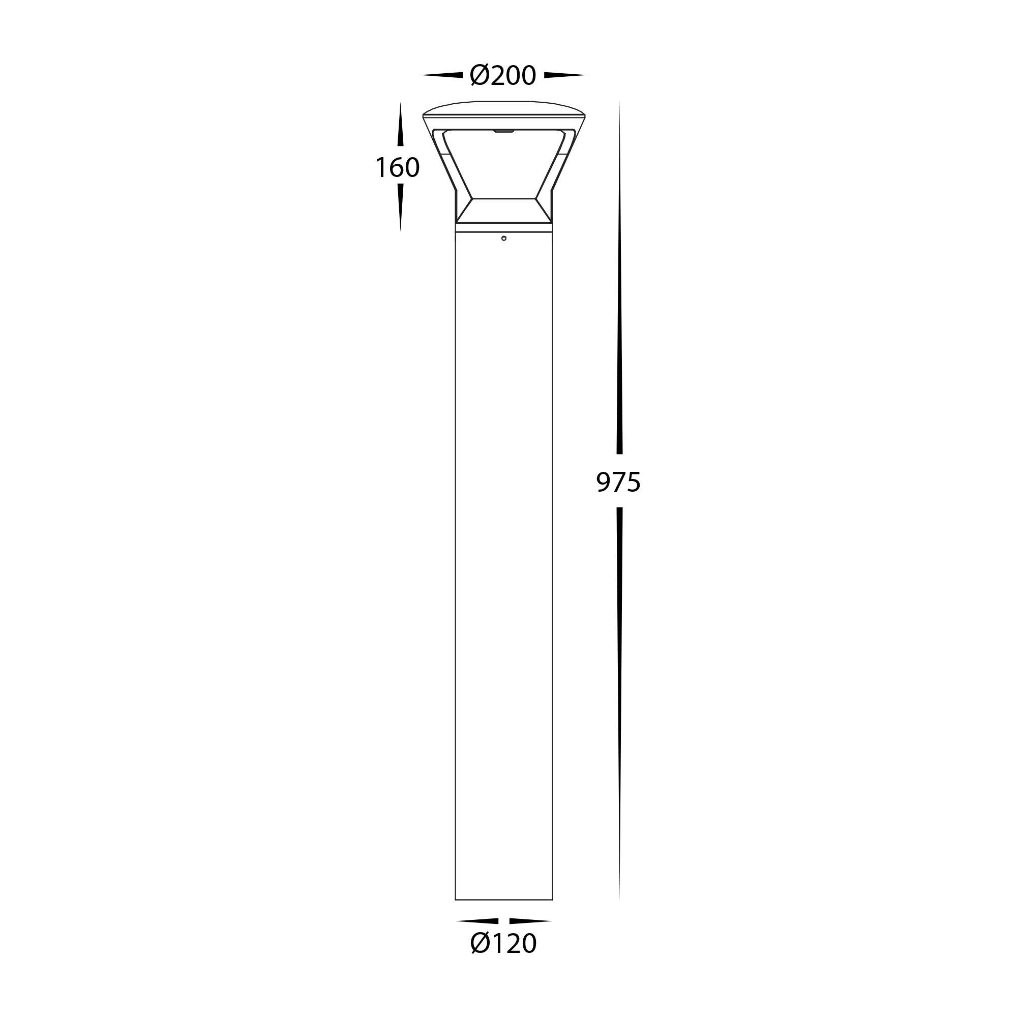 HV1643T-BLK-240V | HV1643T-BLK-24V - Thema Aluminium Black 975mm Round LED Bollard Lights - Image 2
