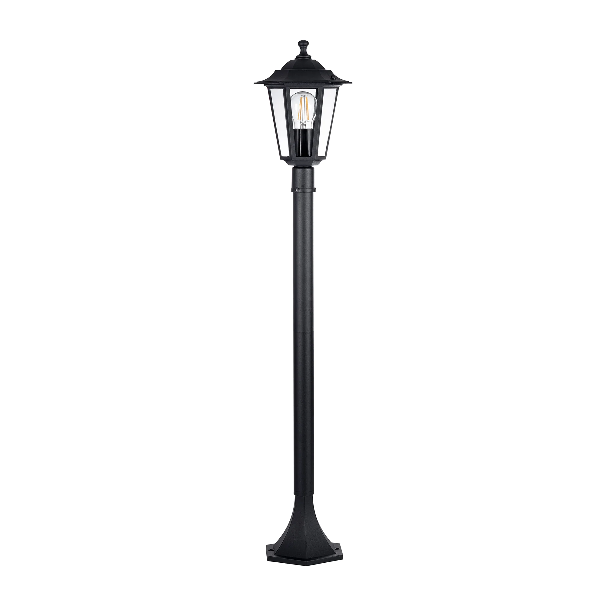 HV1652W-P-BLK - Fibra Aluminium Black 6 Panel Post Light