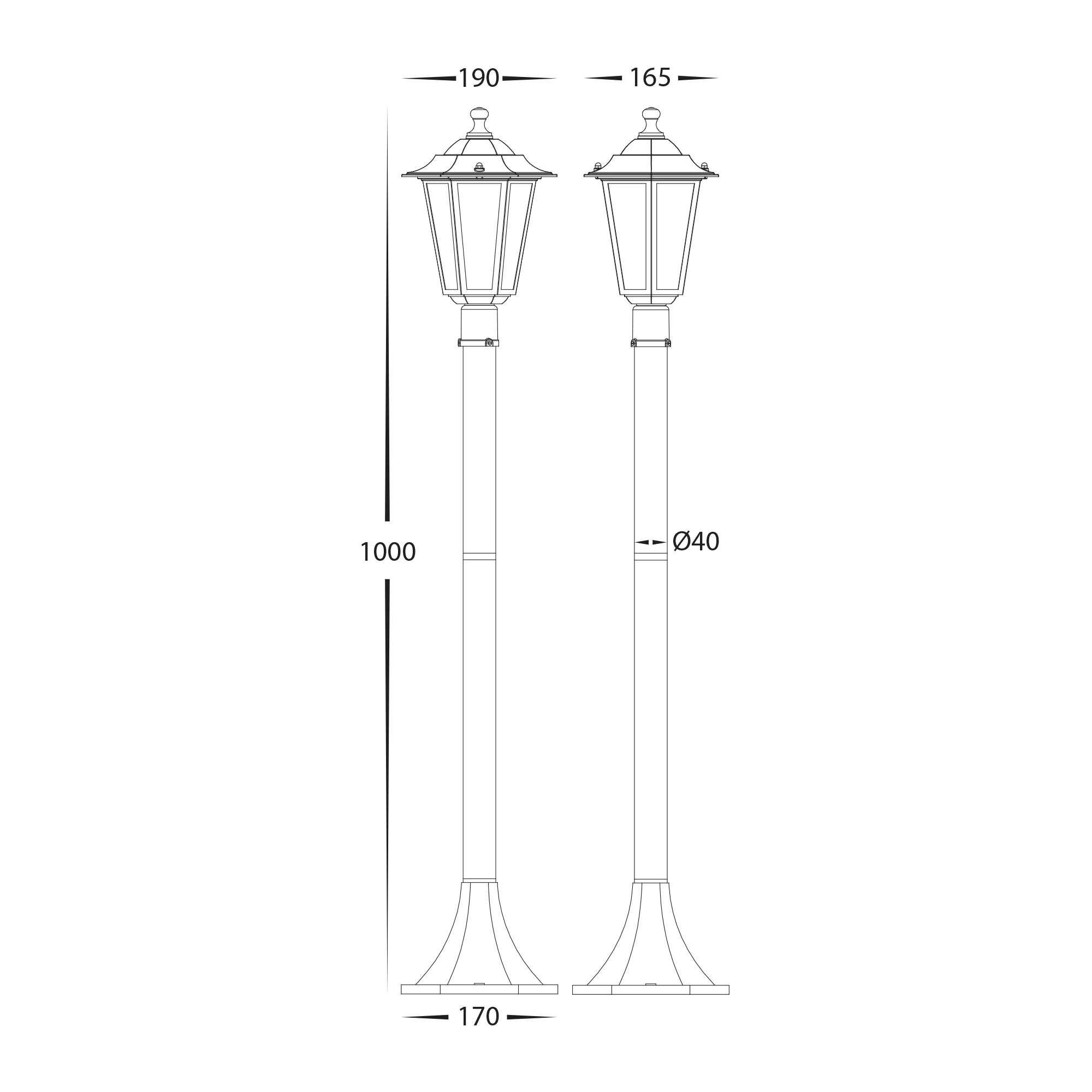 HV1652W-P-BLK - Fibra Aluminium Black 6 Panel Post Light - Image 2