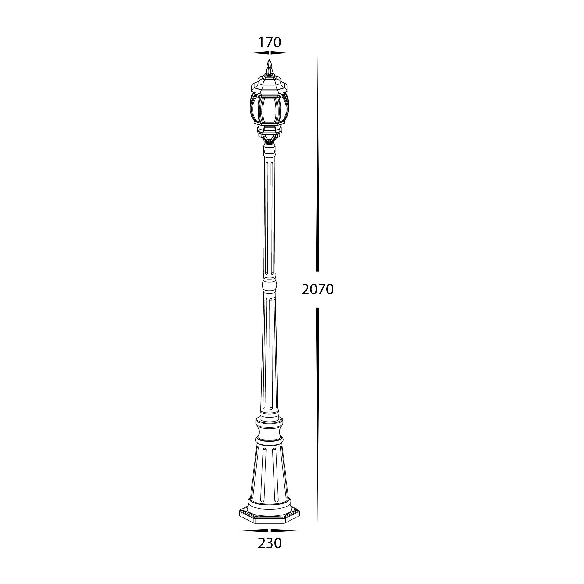 HV1671W-BLK - Trener Aluminium Black Coach Single Post Light - Image 2