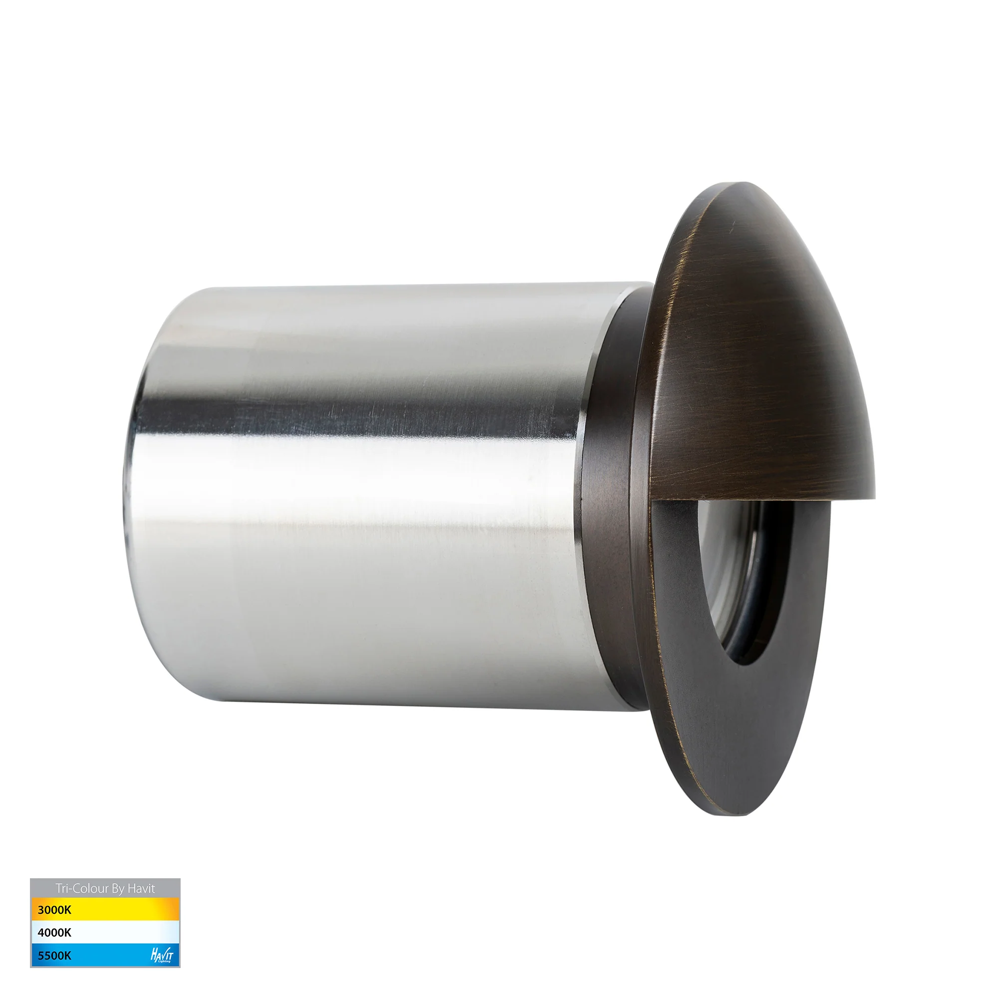 HV19012T-AB - Ollo Antique Brass TRI Colour LED Step Light With Eyelid - Image 4