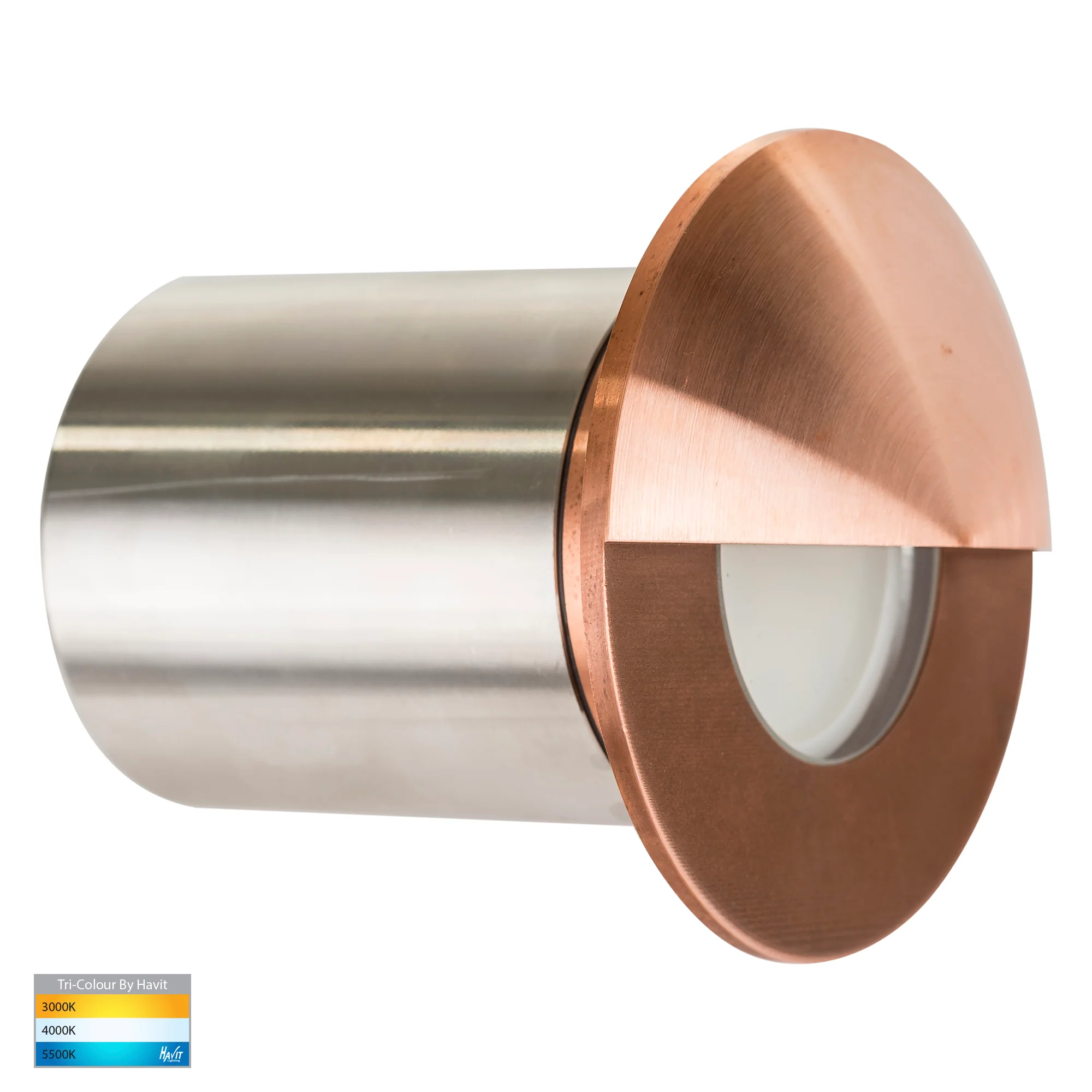 HV19012T-CP - Ollo Copper TRI Colour LED Step Light With Eyelid - Image 4