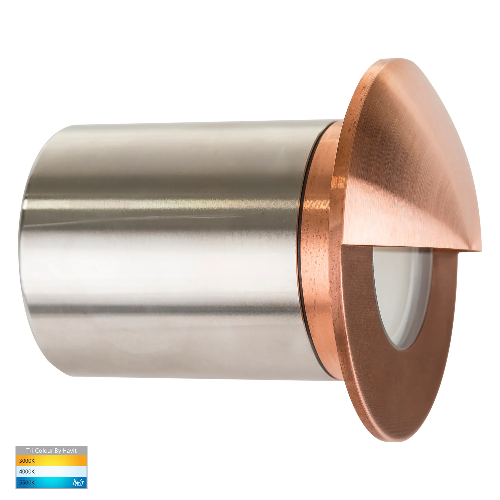 HV19012T-CP - Ollo Copper TRI Colour LED Step Light With Eyelid - Image 5