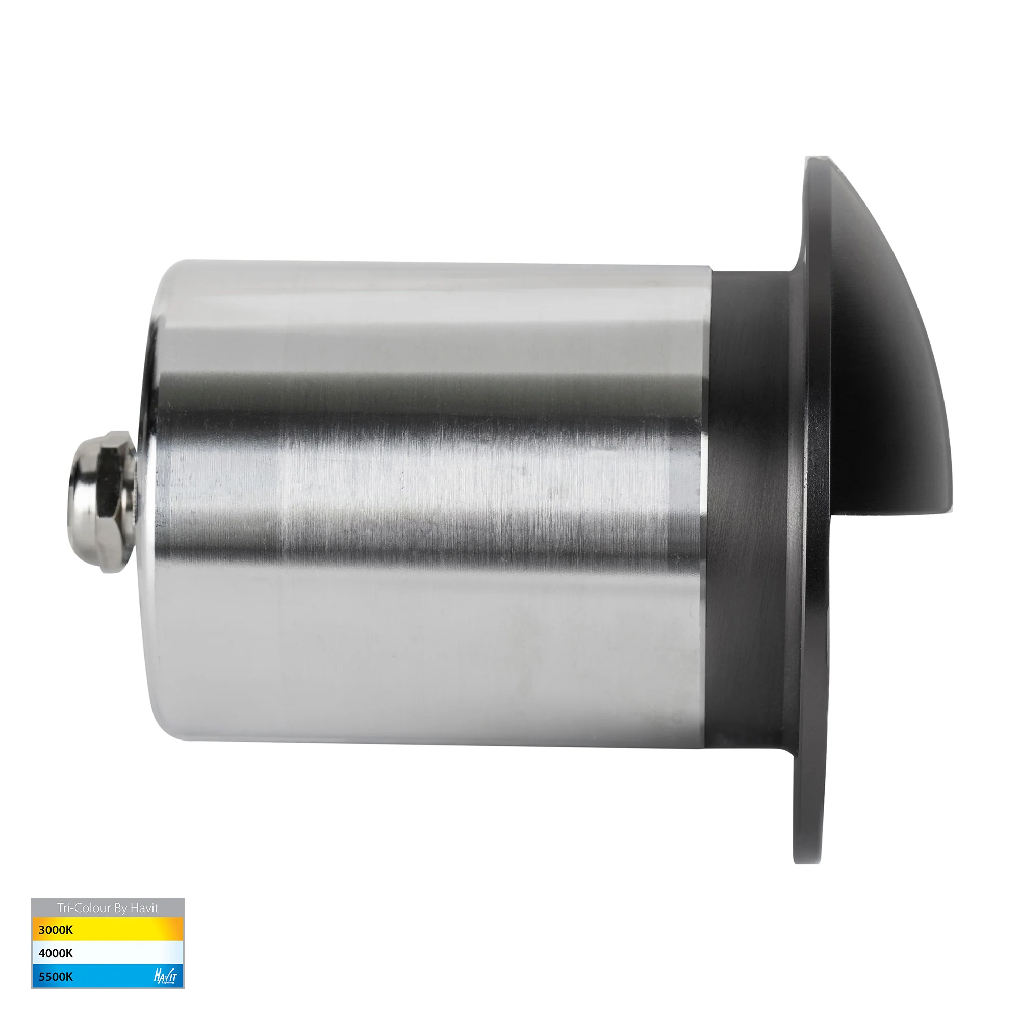 HV19012T-GPH - Ollo Graphite Coloured Brass TRI Colour LED Step Light With Eyelid - Image 3