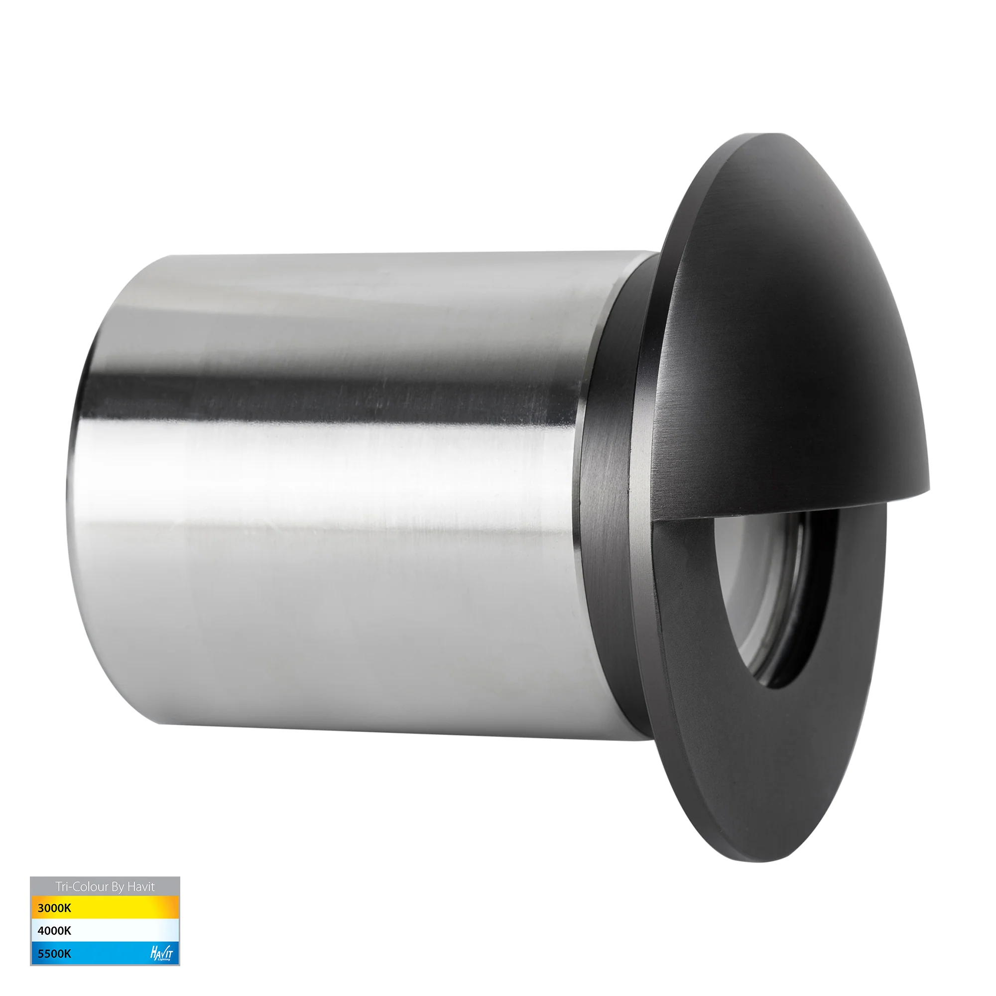HV19012T-GPH - Ollo Graphite Coloured Brass TRI Colour LED Step Light With Eyelid - Image 4