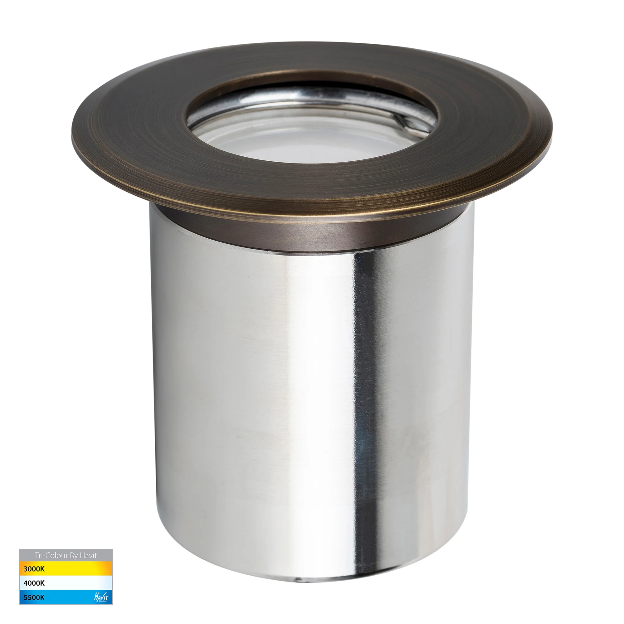 HV19022T-AB - Ollo Antique Brass TRI Colour LED Wall or Inground Light - Image 4