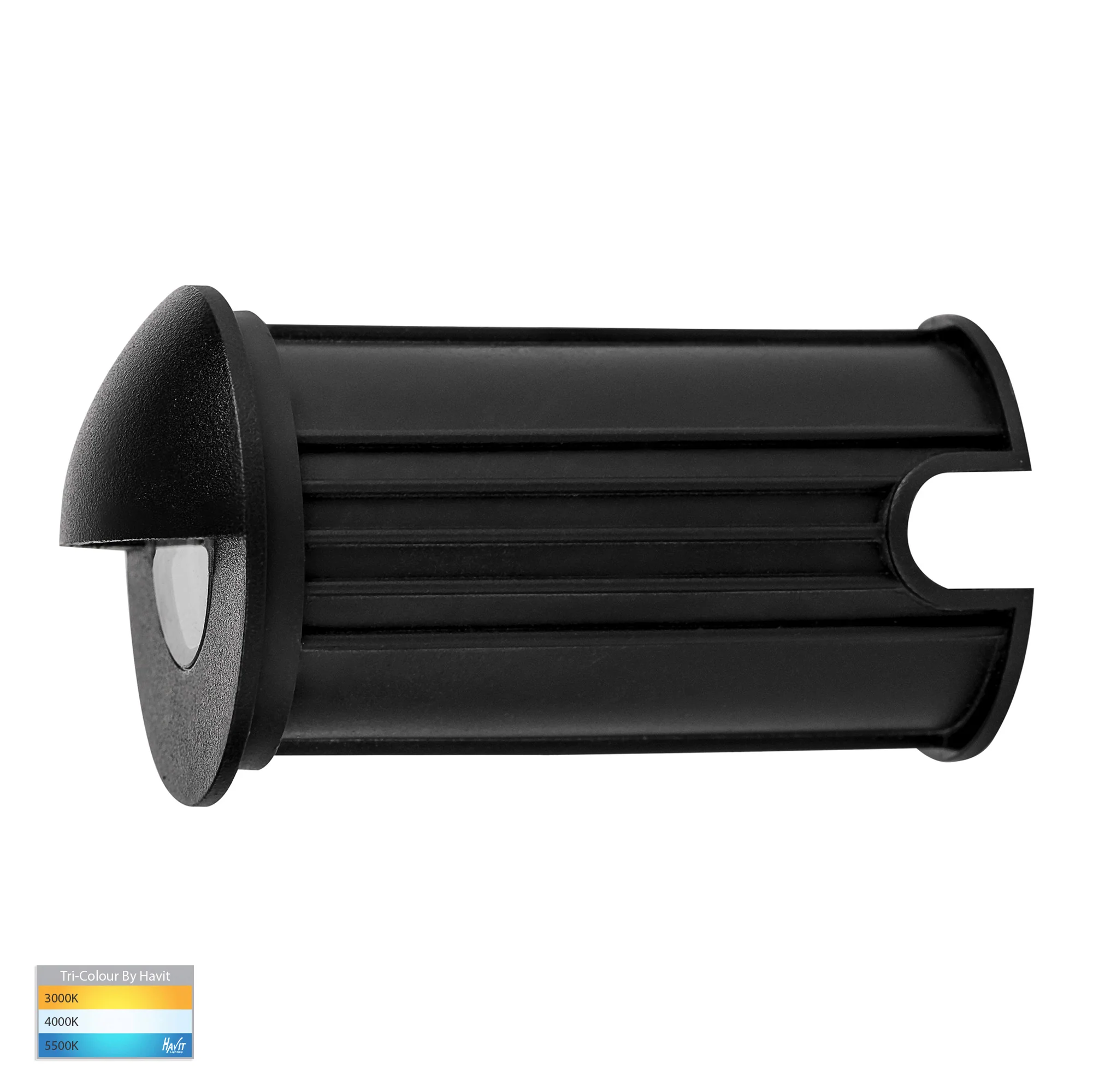 HV2883T-BLK-12V -  Elite Black Aluminium LED Wall or Step Light with Eyelid - Image 3