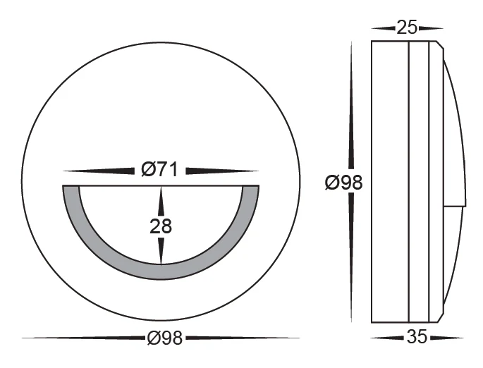 HV2961T-BLK-12V | HV2961T-BLK-240V - Nava Black LED Step Light with Eyelid - Image 2