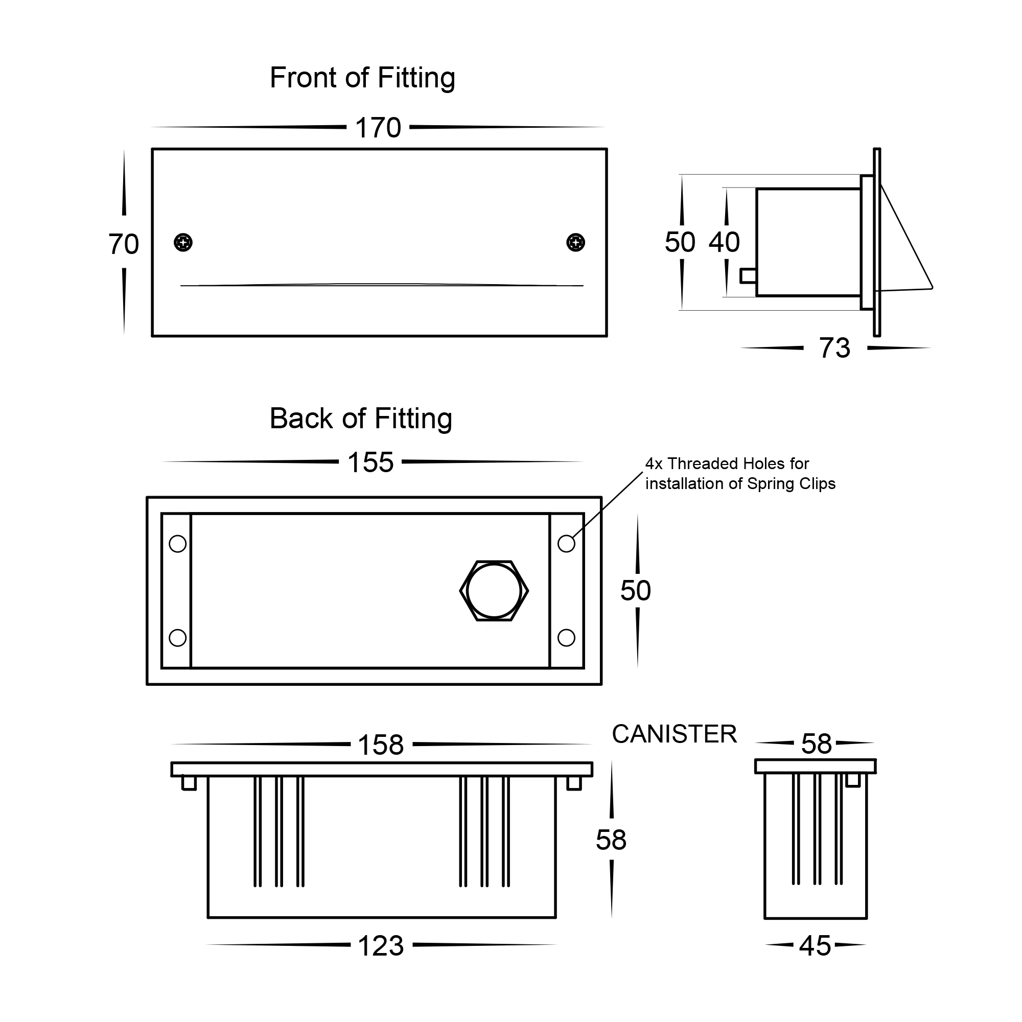 HV3012T-BR-12V | HV3012T-BR-240V - Corba Brass 6w Recessed Brick Light - Image 2