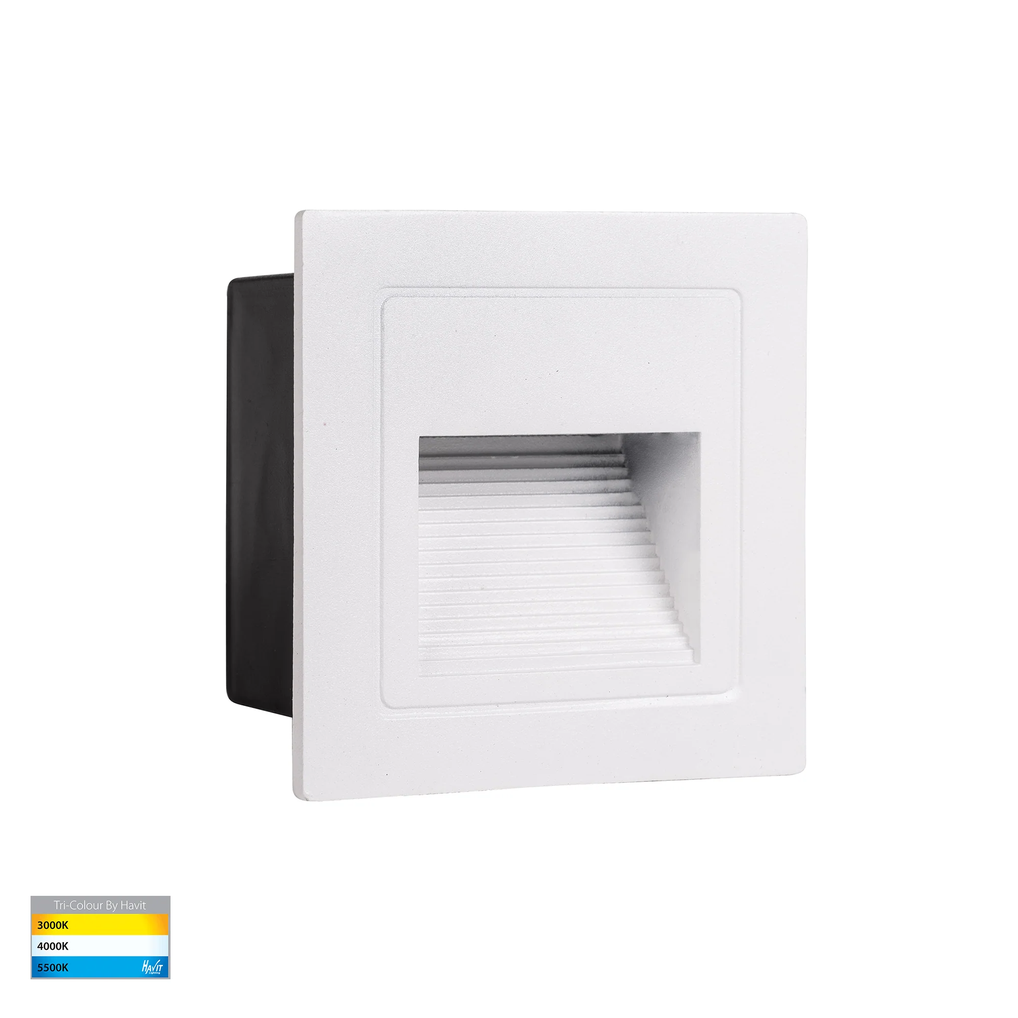 HV3112T-WHT-240V | HV3112T-WHT-12V - Trin White Square Recessed LED Step Light - Image 3