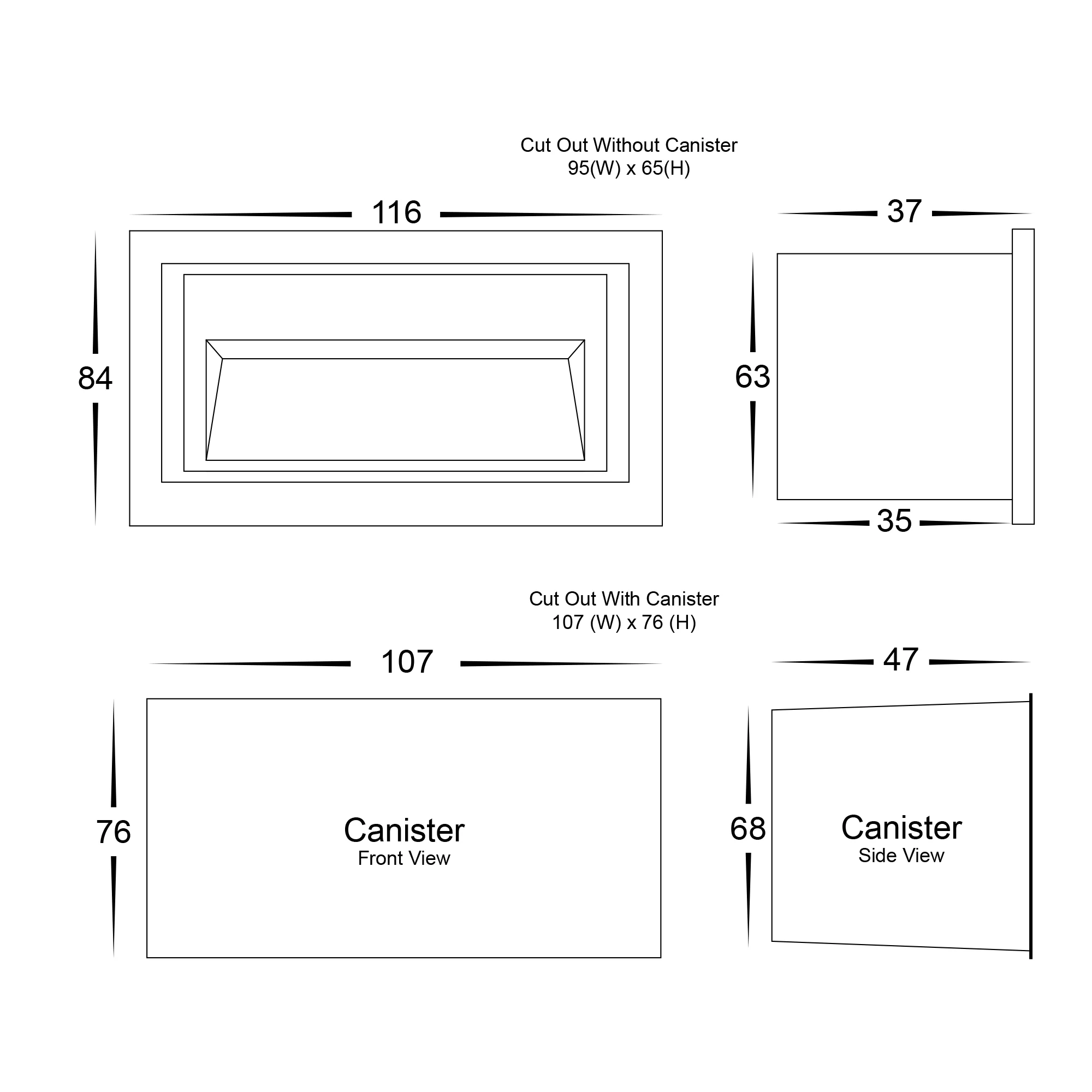 HV3113T-BLK-240V | HV3113T-BLK-12V - Trin Black Rectangular Recessed LED Step Light - Image 2